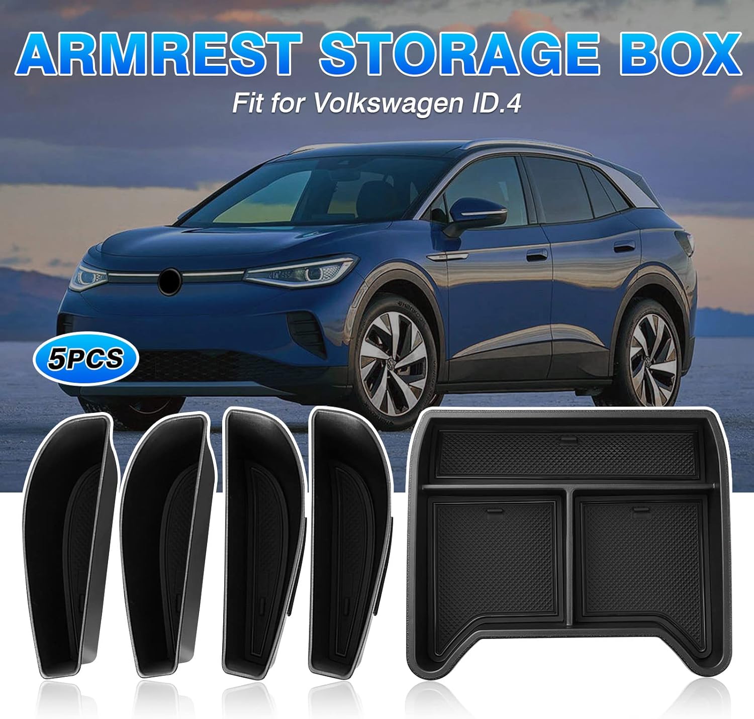 Autorder Ajuste personalizado para organizador de consola central Volkswagen ID.4 VW ID4 2021 2022 2023, accesorios para consola central, bandeja de