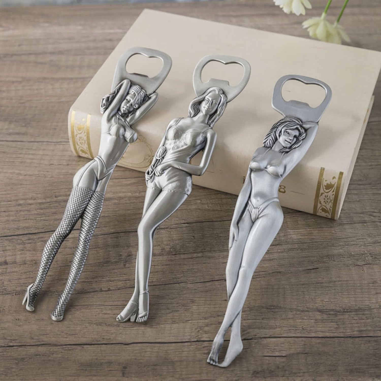 Sacacorchos de cerveza de aleación retro Abridor de botellas de cerveza de belleza Abridor de decoraciones para fiesta de boda o decoración de