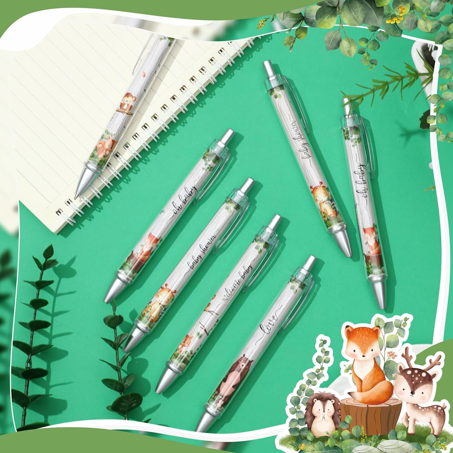 48 bolígrafos retráctiles para baby shower, bolígrafos retráctiles a granel, bolígrafos de tinta negra con punta de lápiz capacitivo, regalos para