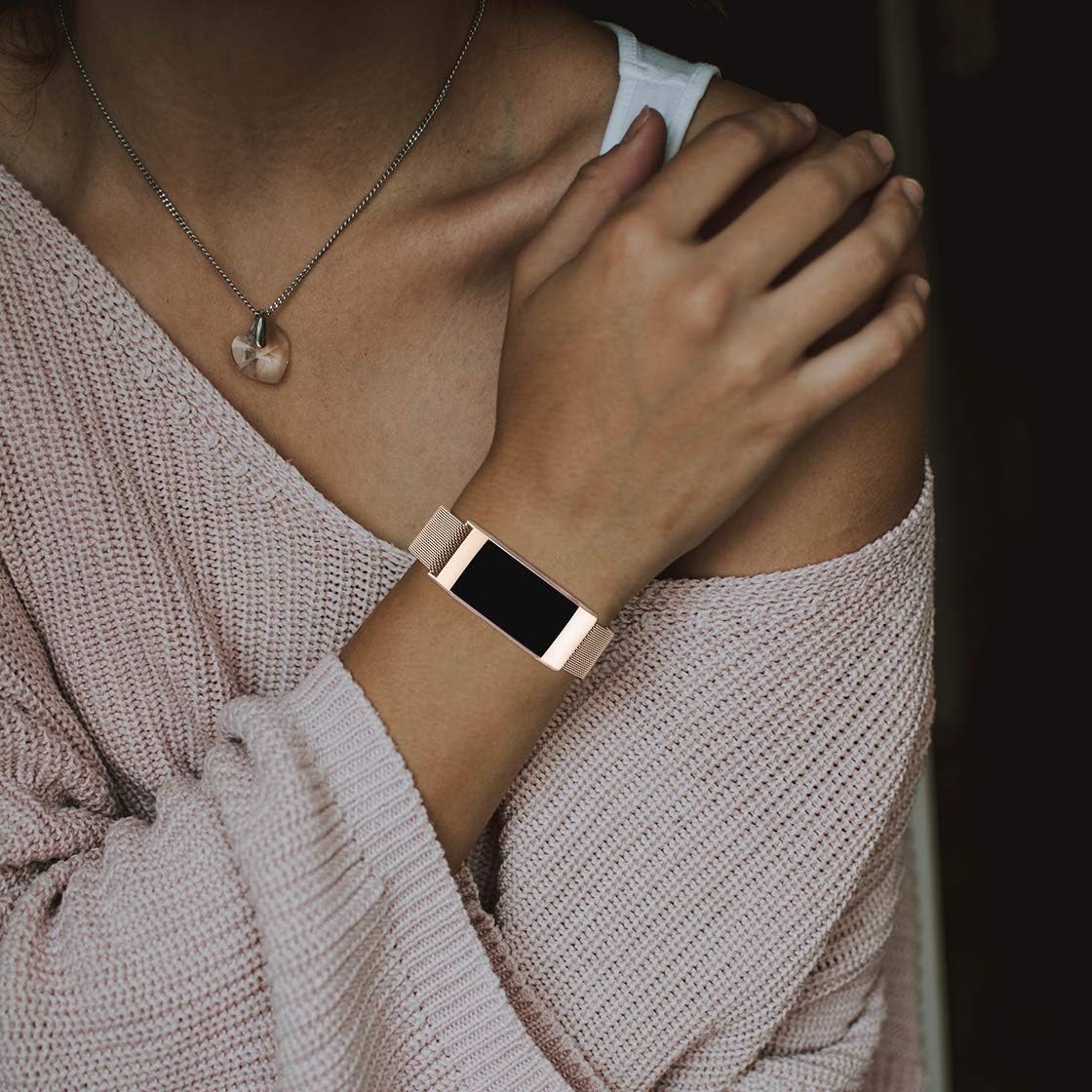 ZWGKKYGYH – Bandas de metal compatibles con Fitbit Charge 4 y Fitbit Charge 3 bandas para mujeres hombres, correa de repuesto magnética de malla de