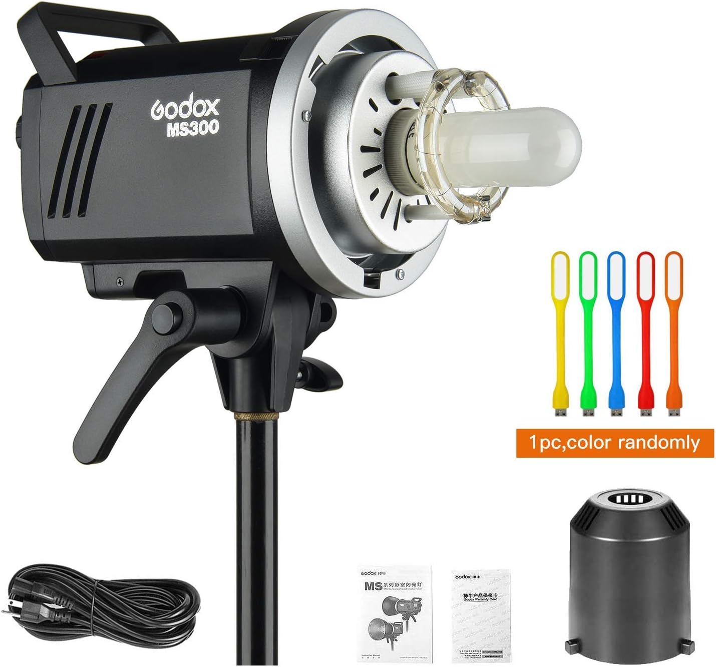 Godox MS300 300WS GN58 Flash Studio Strobe Monolight con montaje Bowens, sistema inalámbrico Godox 2.4G incorporado, tiempo de reciclaje de 0.1