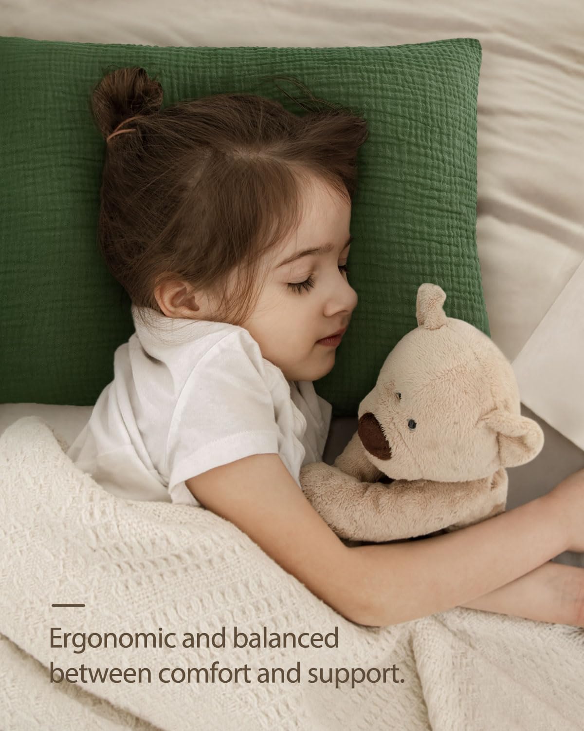 Blissful Diary Almohada para niños pequeños con funda de almohada de muselina de algodón, almohadas de 13 x 18 pulgadas para dormir y viajar,