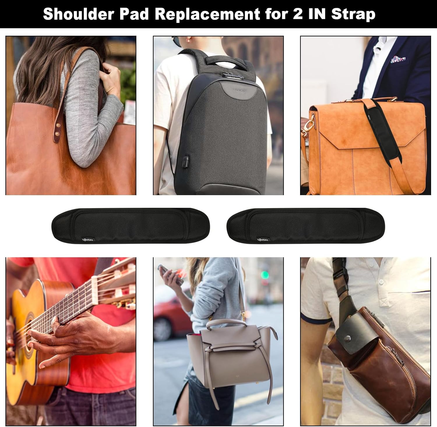 Cosmos 2 correas de hombro para mochila, almohadillas universales de repuesto para bolsa de laptop, bolsa de mensajero, bolsa de viaje, bolsa de