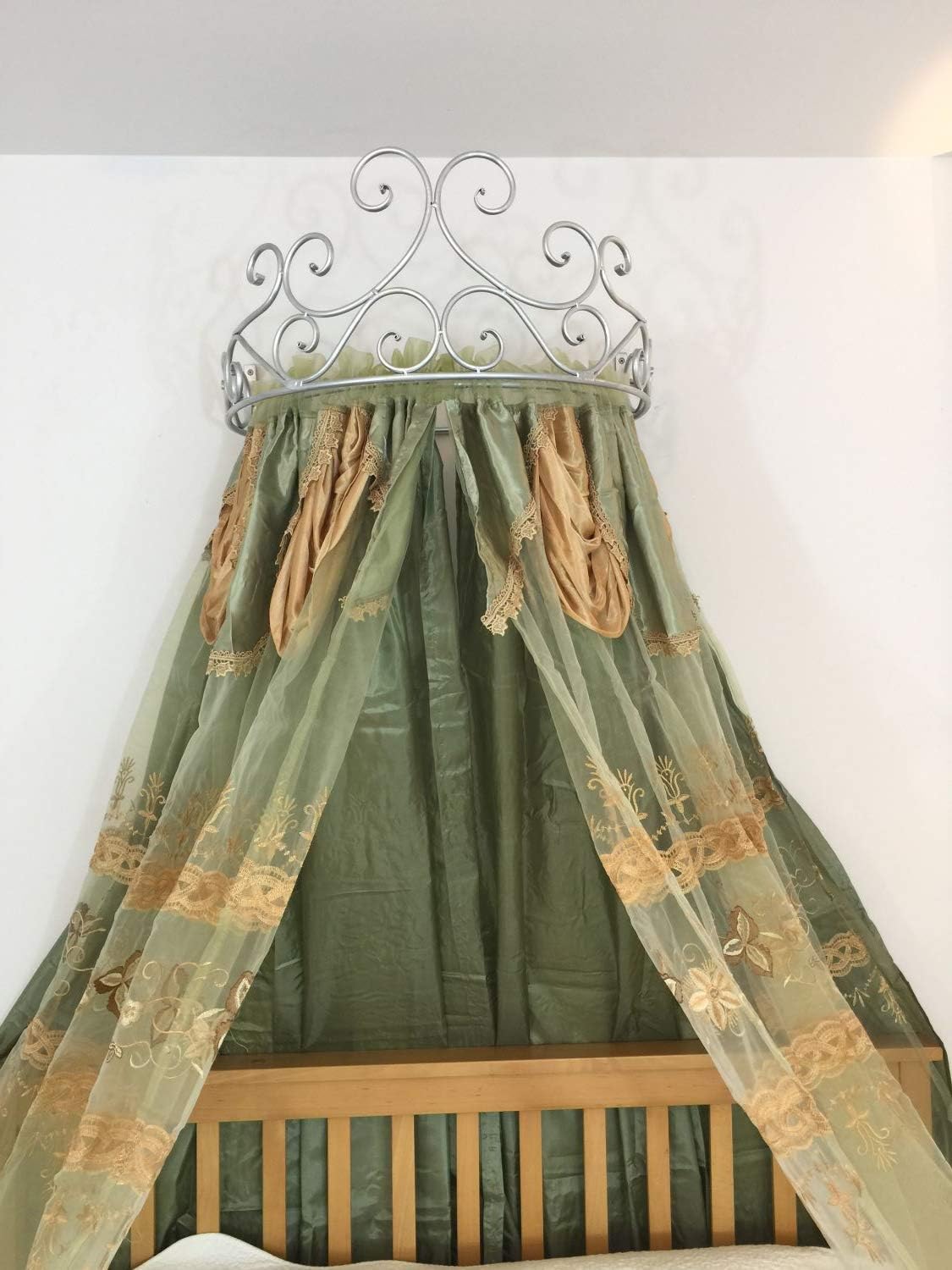 OctoRose – Dosel de pared de metal, corona antigua con varillas y accesorios, para colocar sobre camas o ventanas, paneles de cortinas no incluidos,