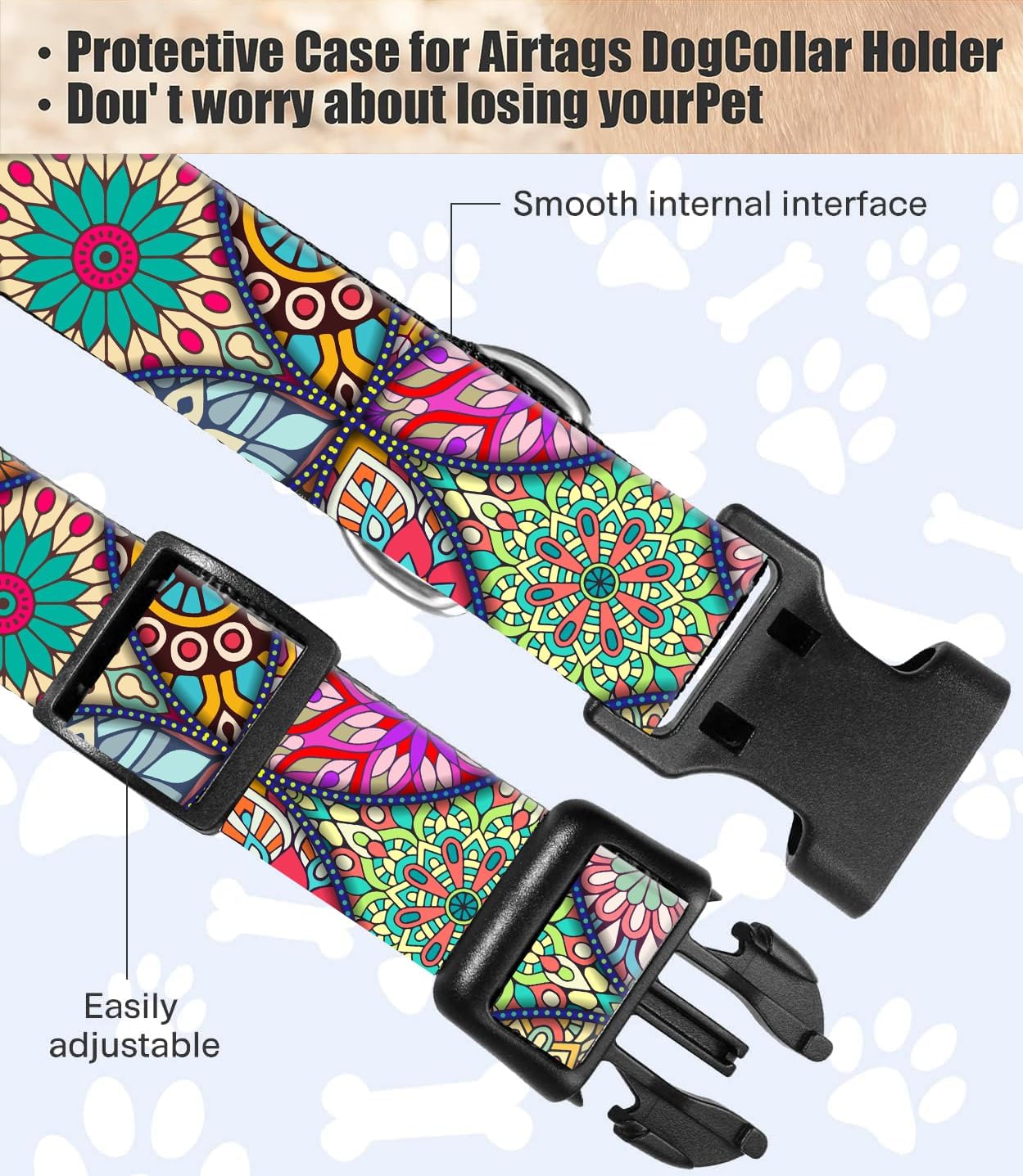 Collar de perro, lindo collar de perro para perros pequeños, medianos y grandes, collares suaves personalizados ajustables para mascotas con hebilla