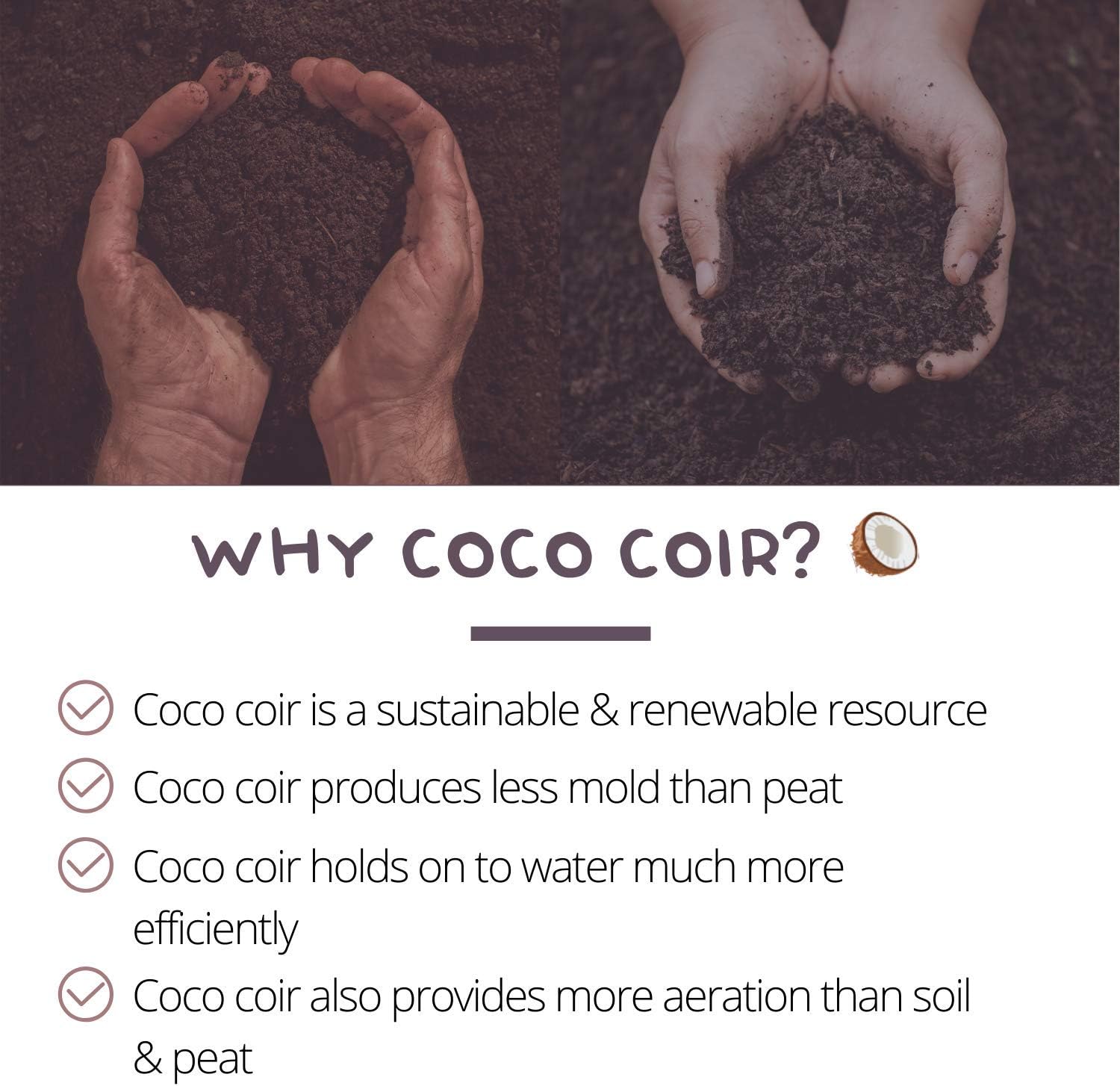 Pellets de inicio de semillas de coco puro con red de coco, 1.654 in, paquete de 500 unidades, sostenibles, renovables, sin modificar, superiores a