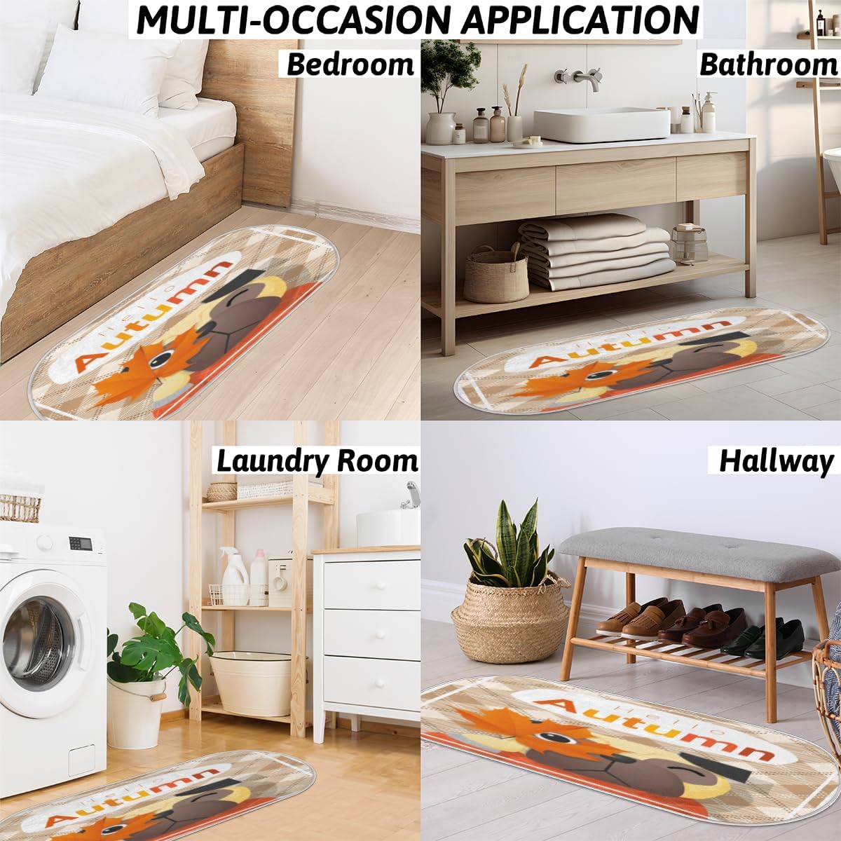 Maple Dog Memory Foam Bathroom Rug Runner Soft Cozy Bath Rug Water Absorbent Non-Slip Bathroom Mat Thick Velvet Shower Mat Bath Mat for Bathroom