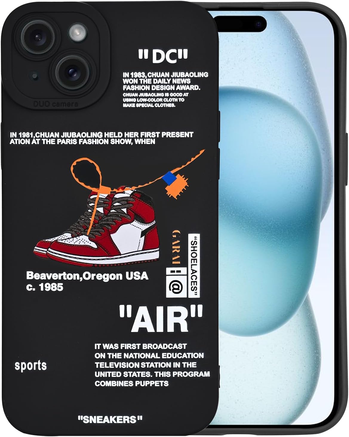 Funda compatible con iPhone 15, marca de zapatos deportivos con diseño creativo pintado de silicona suave, a prueba de golpes, para iPhone 15 de 6.1