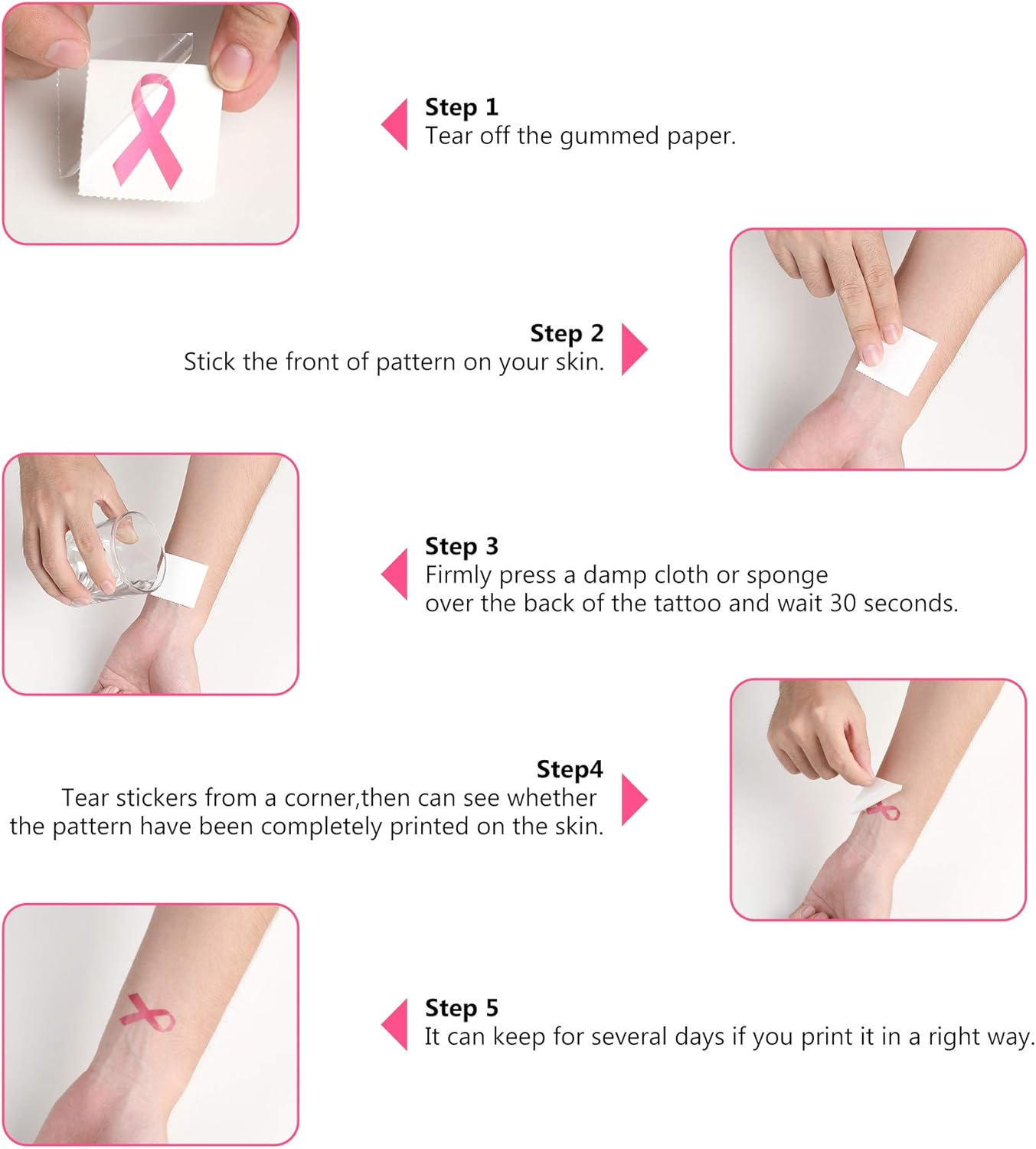 144 tatuajes de cinta rosa para concientización del cáncer de mama recuerdos de regalos para caminar, equipo de fútbol, correr, recaudación de fondos