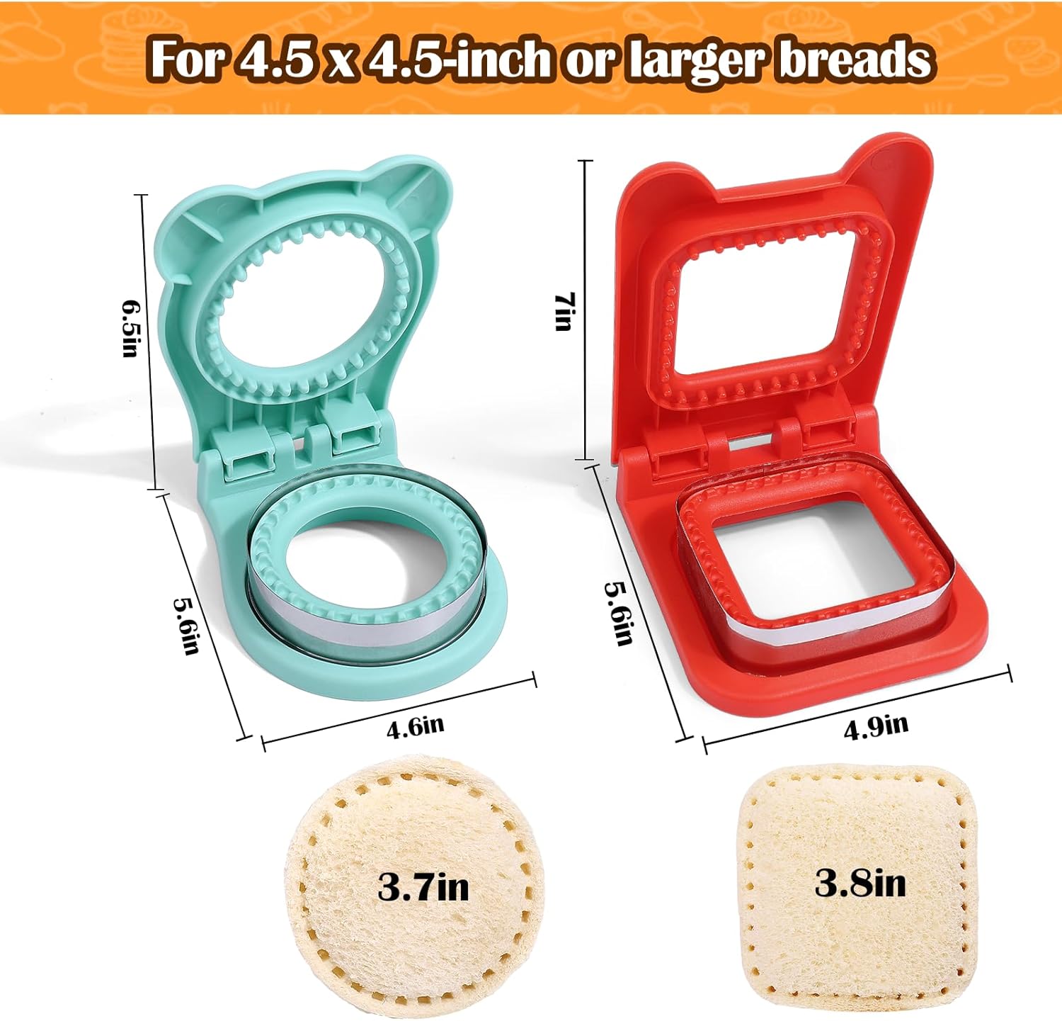 Máquina de sándwiches Uncrustables, 2 cortadores de sándwiches para el almuerzo de niños, juego de cortador de sándwich de desayuno sin costra y