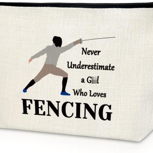 Bolsa de maquillaje de regalo para mujer, Quién ama la esgrima Bolsa de maquillaje de regalo para mujer, Quién ama la esgrima