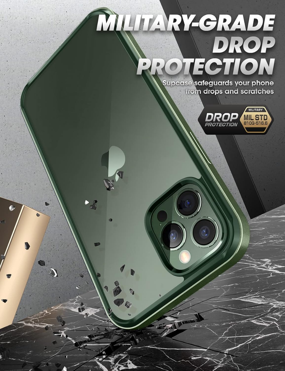 SUPCASE Funda para iPhone 13 Pro Max (borde de escarabajo de unicornio), protección de grado militar antiarañazos marco delgado transparente a