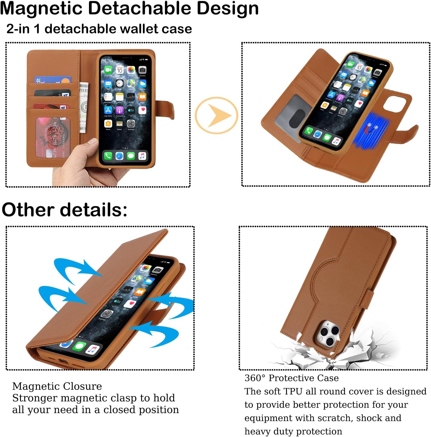 Havaya Magsafe – Funda tipo cartera para iPhone 11 Pro Max, compatible con iPhone 11 Pro Max, con tarjetero y tarjetero para iPhone 11 Pro Max,