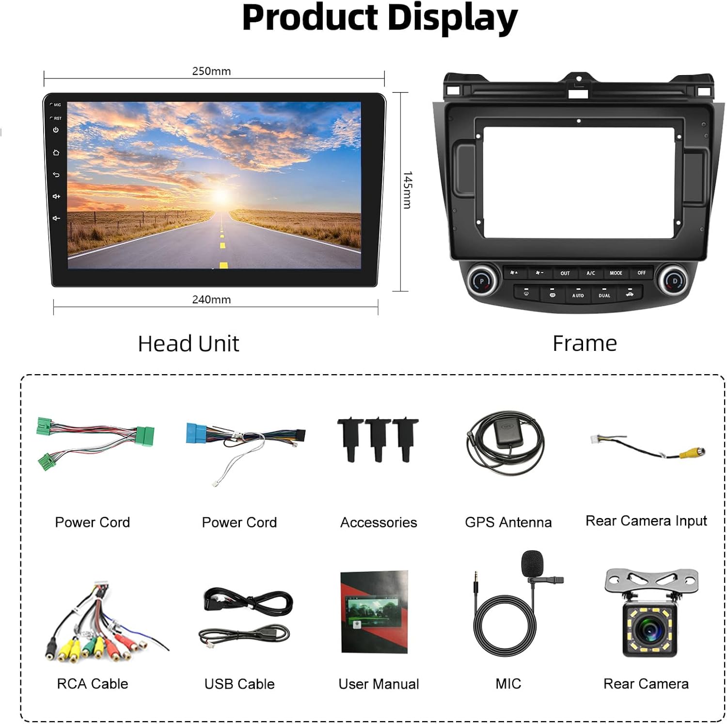 Podofo Para Honda Accord 2003 2004 2005 2006 2007 Radio estéreo de coche Android 13 Radio estéreo para coche 10.1 pulgadas pantalla táctil audio