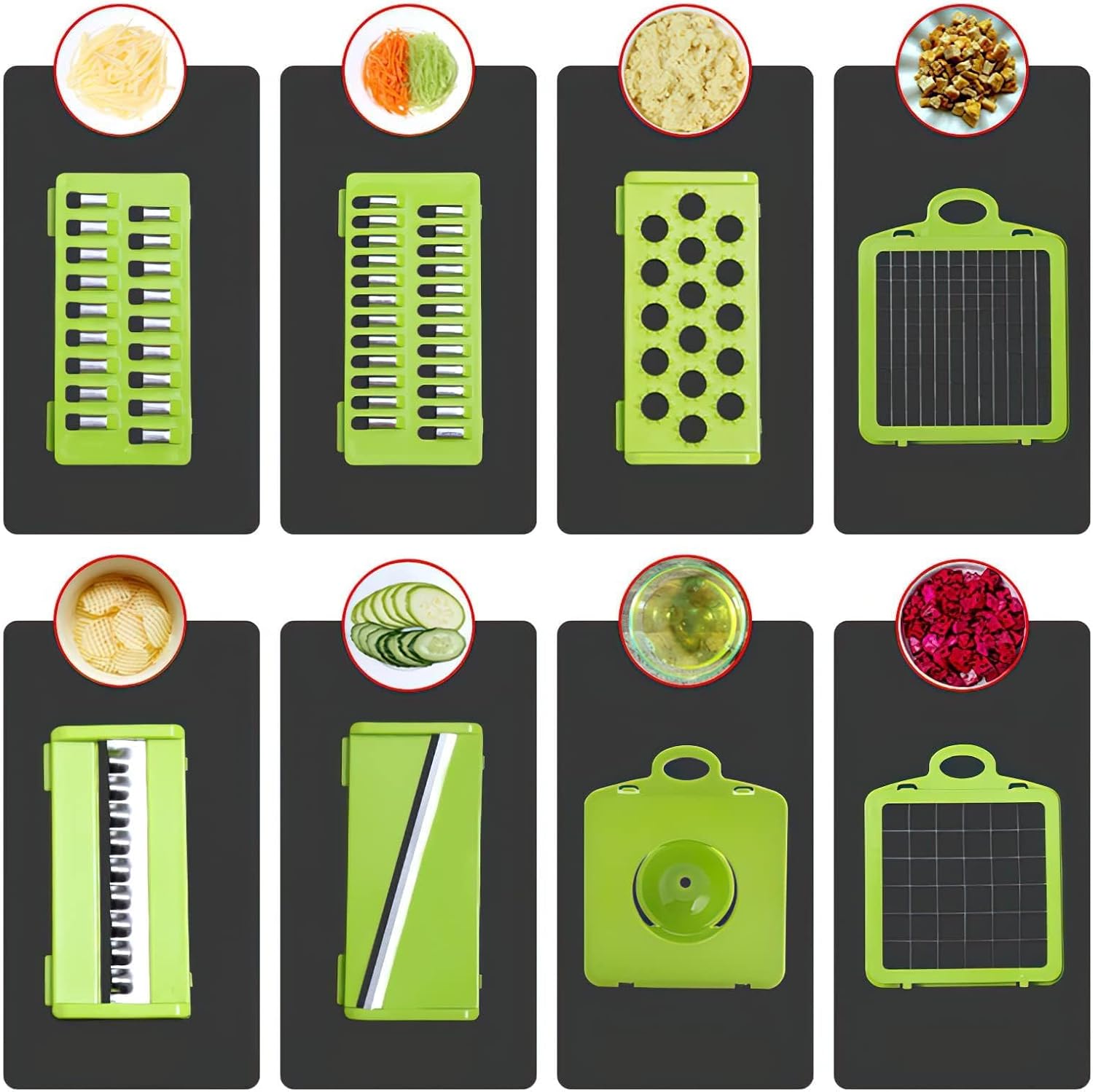 Picador de verduras 15 en 1, cortador de verduras con 8 cuchillas de cebolla picadora de verduras de gran capacidad para papa, tomate, pepino,