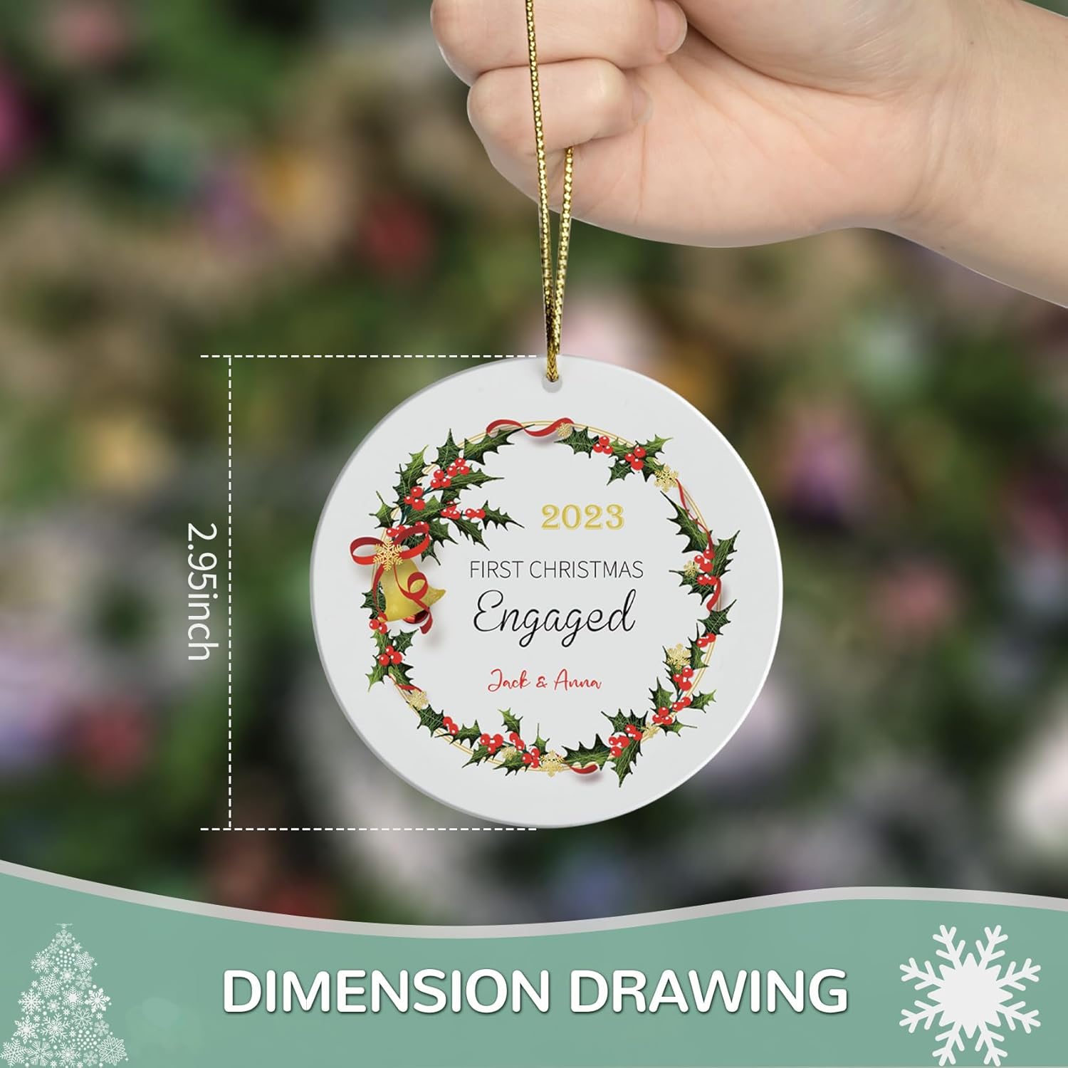 Adorno personalizado para pareja comprometida 2023, primera Navidad para casados juntos comprometidos, adornos de Navidad personalizados, idea,