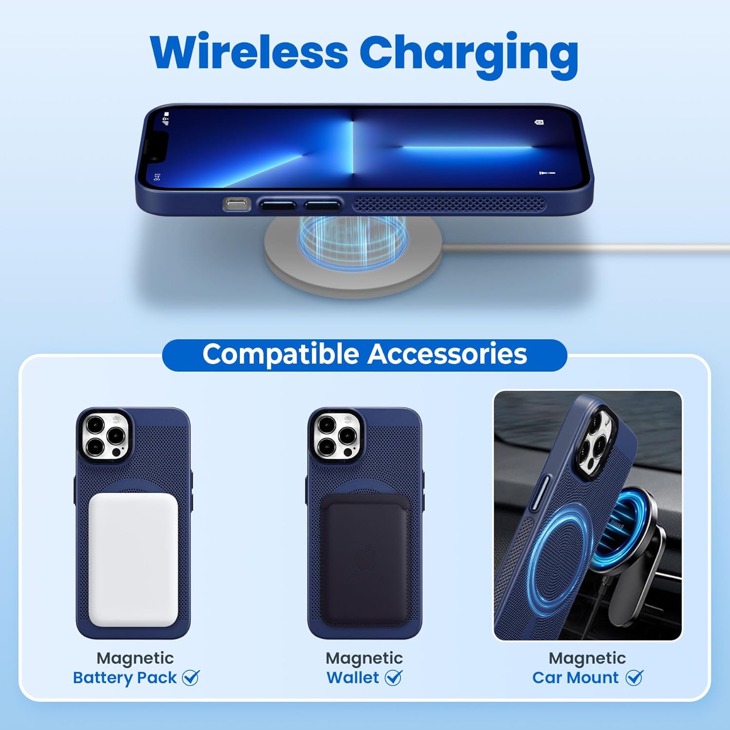 ZCDAYE Funda magnética para iPhone 13 Pro Max, funda de malla hueca 3D para teléfono con disipación de calor compatible con Magsafe, funda de