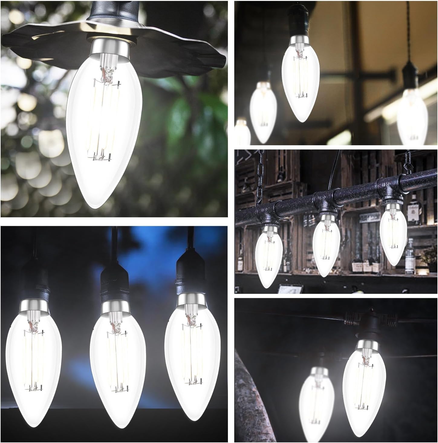 MEGAENERGY Bombilla LED E12 equivalente a 40 W, bombilla LED para candelabro, luz blanca diurna de 4000 K, no regulable, bombilla LED Edison vintage