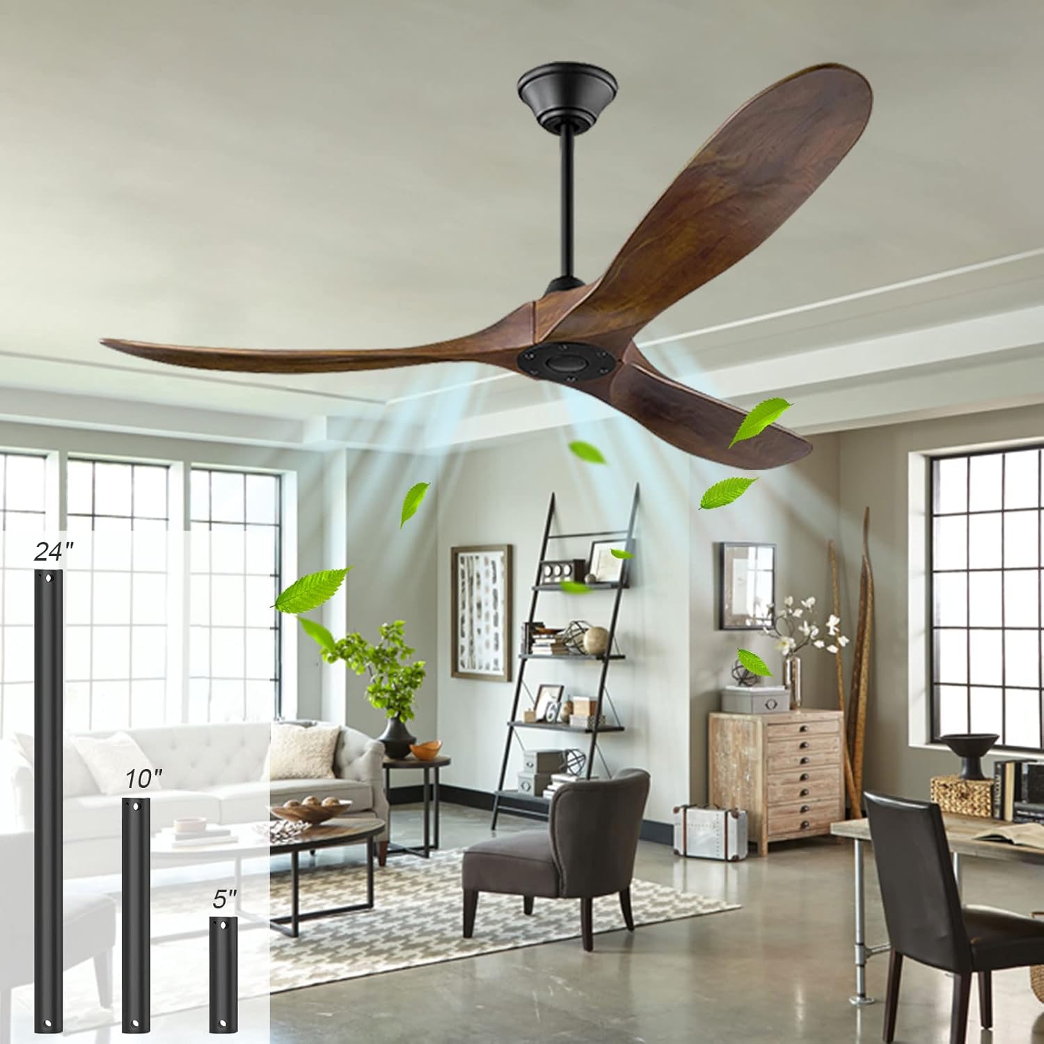 Ventiladores de techo para exteriores de 52 pulgadas, 3 cuchillas, ventilador de techo moderno para interiores, sin luz, ventilador de techo remoto