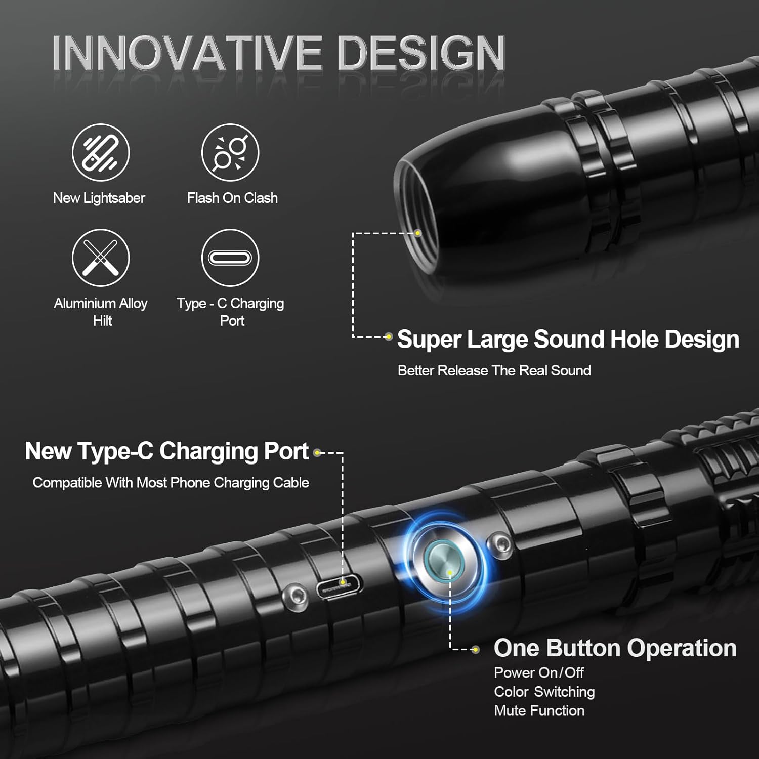 Homsky Paquete de 2 sables de luz para niños y adultos, 2 en 1 RGB 11 colores recargable por USB de doble hoja, sable de luz real de empuñadura de