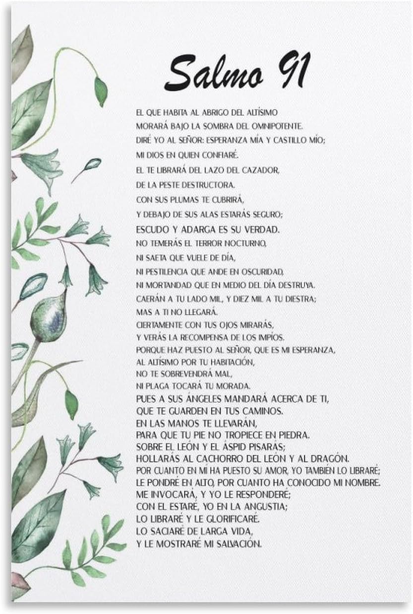 Salmo 91, Póster Con Versículo Bíblico Español Salmo 91, Verso De La Biblia, Lienzo Para Pintura, Pó Pó Pó Pintura Decorativa Lienzo Póster De Pared