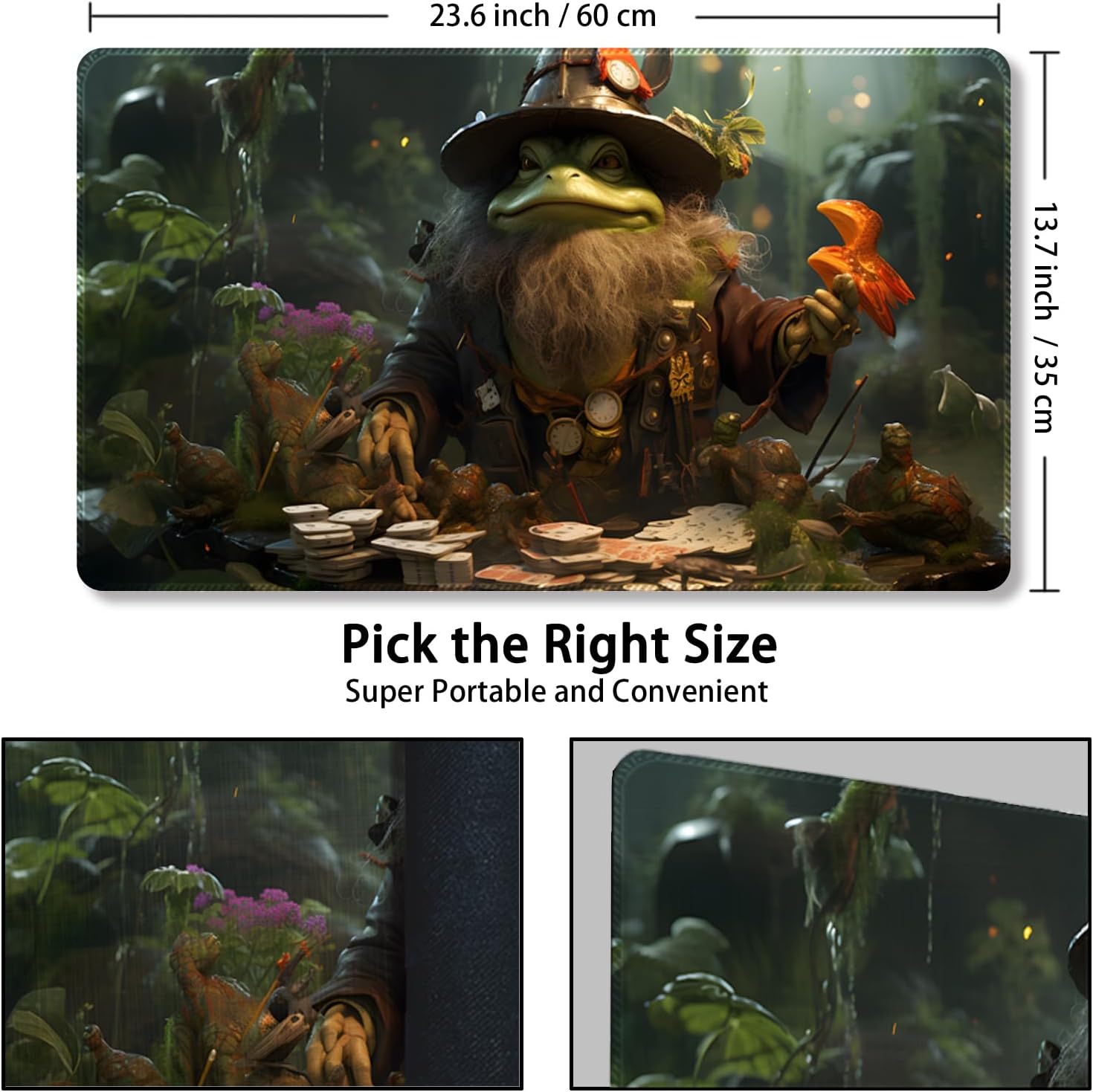 Tapete de juego para MTG, con bolsas de almacenamiento gratis, tapete de juego de 24 x 14 pulgadas, TCG y tapete de juego de mesa para tarjetas,