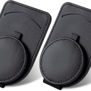 LROMREU Paquete de 2 soportes para lentes de sol para visera solar de automóvil, clip de cuero para tarjeta de boletos, soporte magnético para LROMREU Paquete de 2 soportes para lentes de sol para visera solar de automóvil, clip de cuero para tarjeta de boletos, soporte magnético para