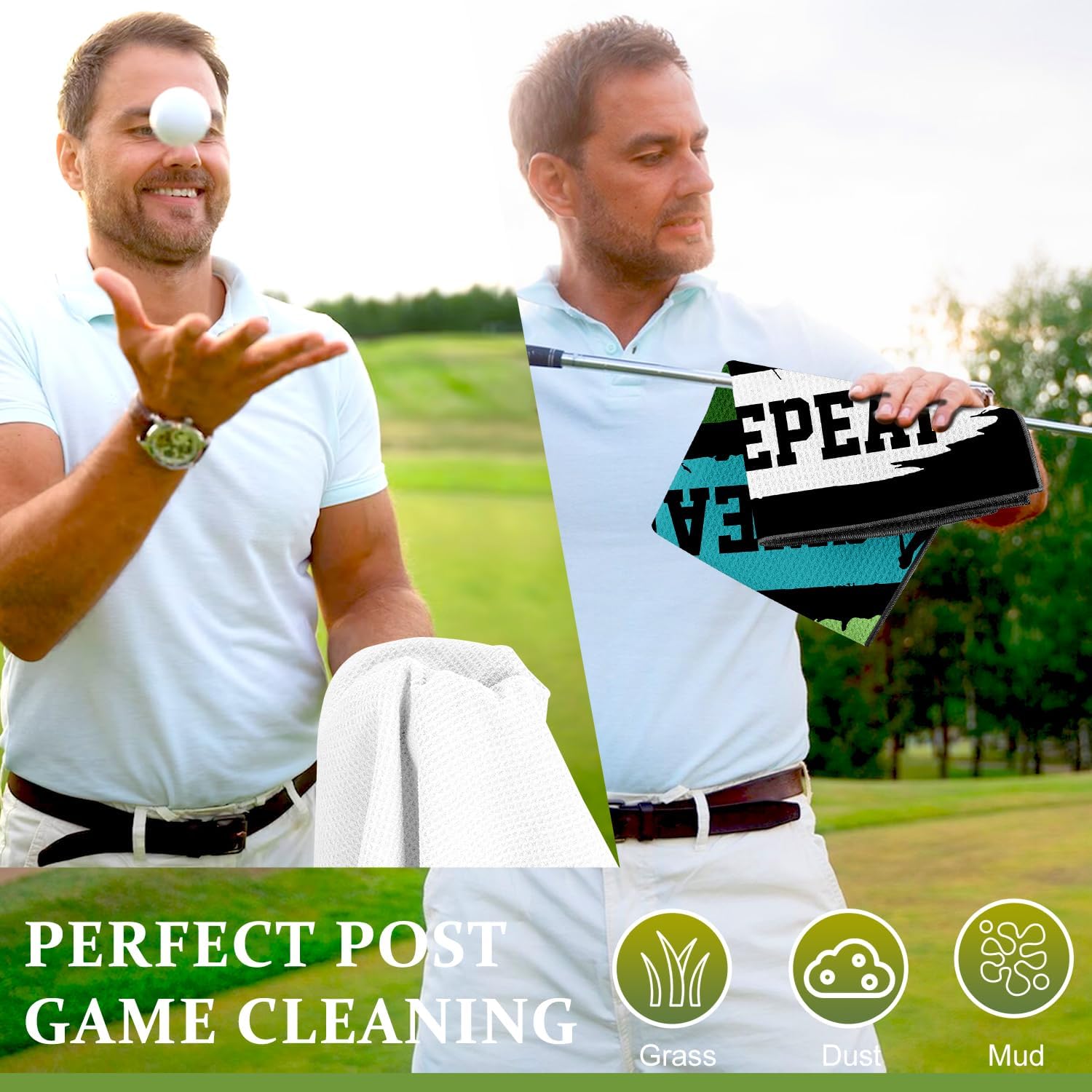 Swooflia Toalla de golf con clip para bolsas de palos de golf para hombres y mujeres, accesorios de golfistas, regalos divertidos para encontrar