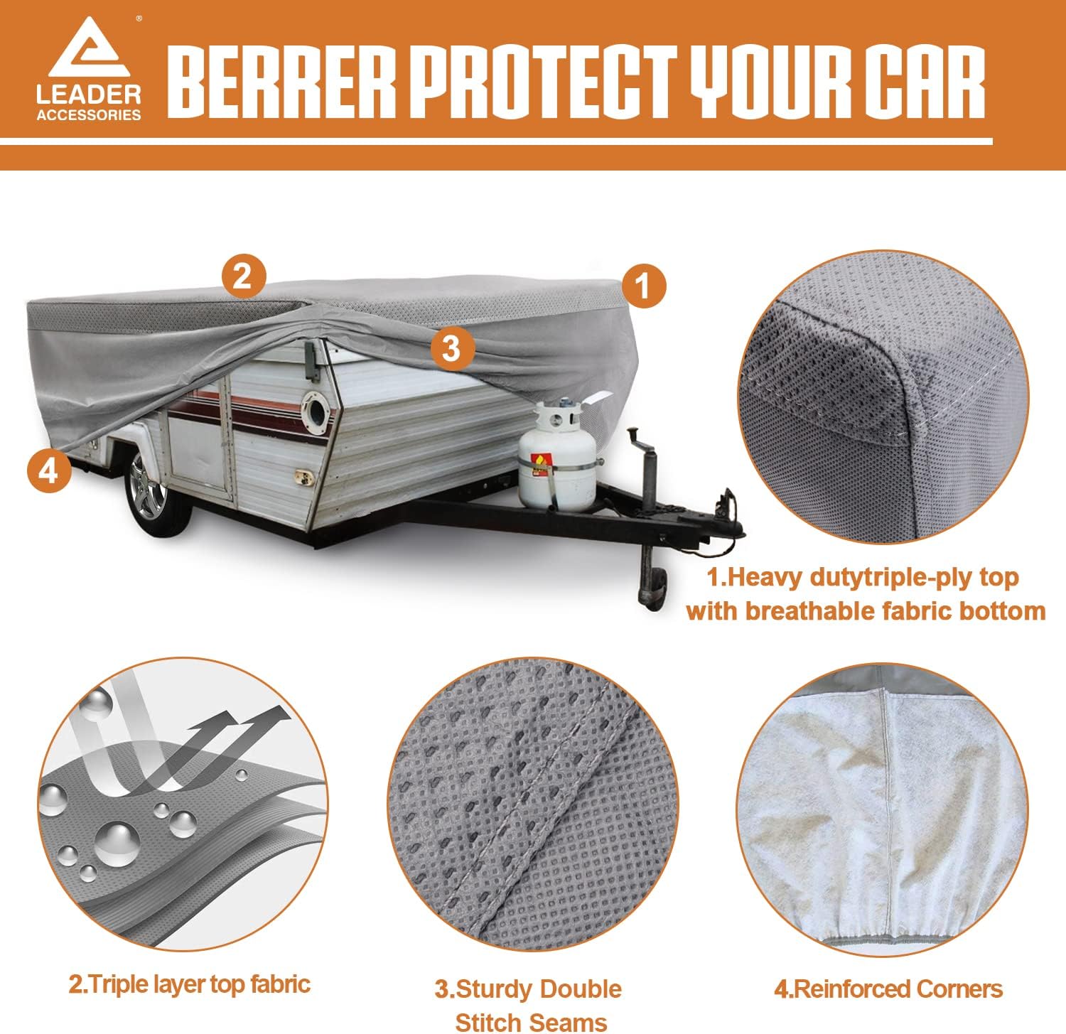 Leader Accessories cobertor plegable para cámper, gris