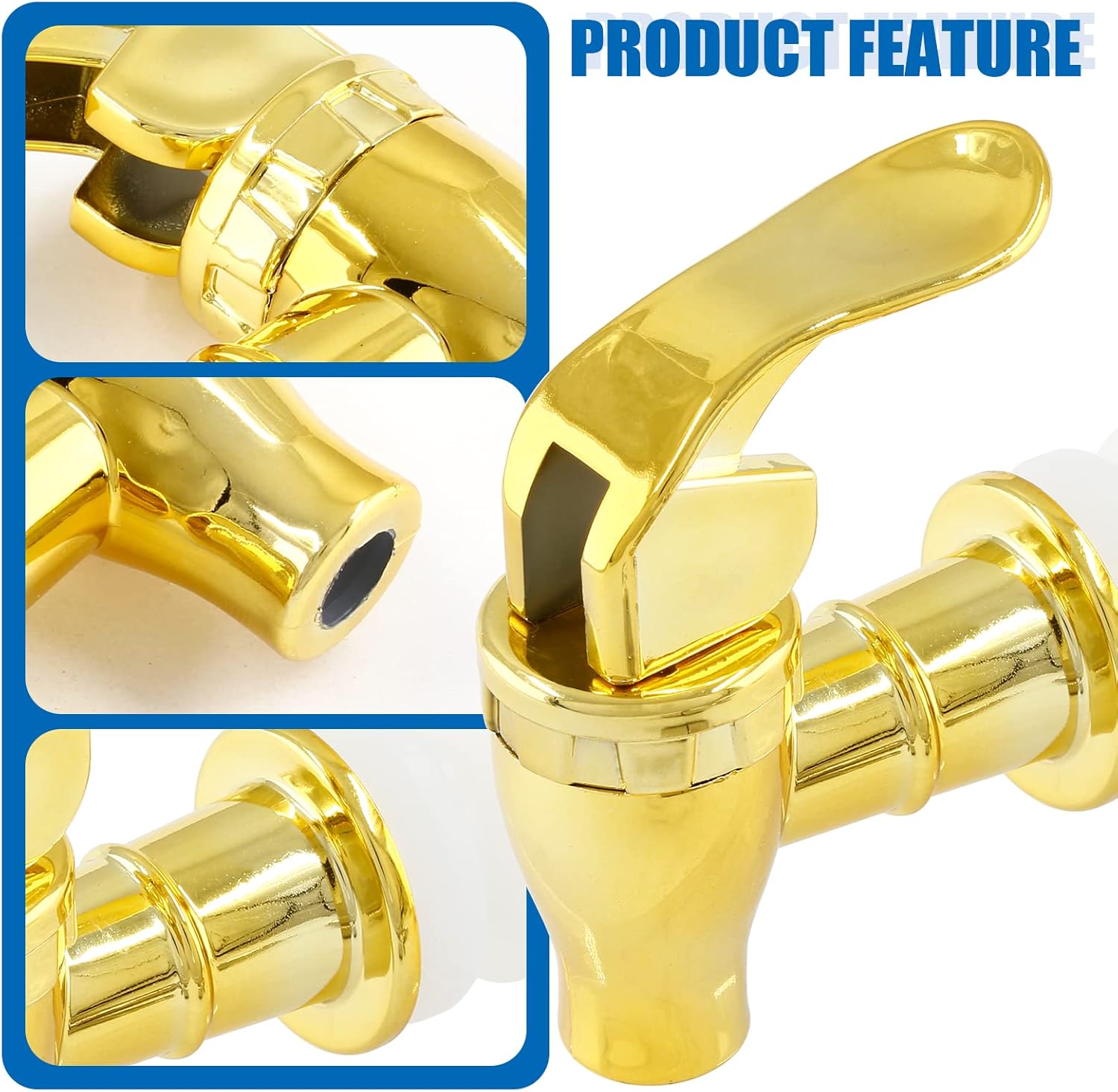 2 piezas de espiga para dispensador de bebidas, reemplazo de grifo de plástico estilo empuje, repuesto para dispensador de agua de bebida, dorado