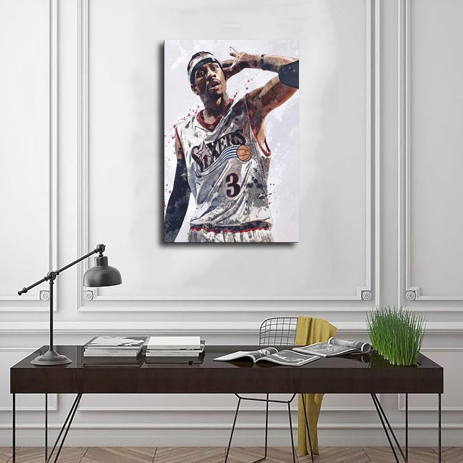 BAVIEN Allen Iverson – Pósteres artísticos de baloncesto, 2 pósteres en lienzo para decoración de pared, pintura para sala de estar, dormitorio, sin