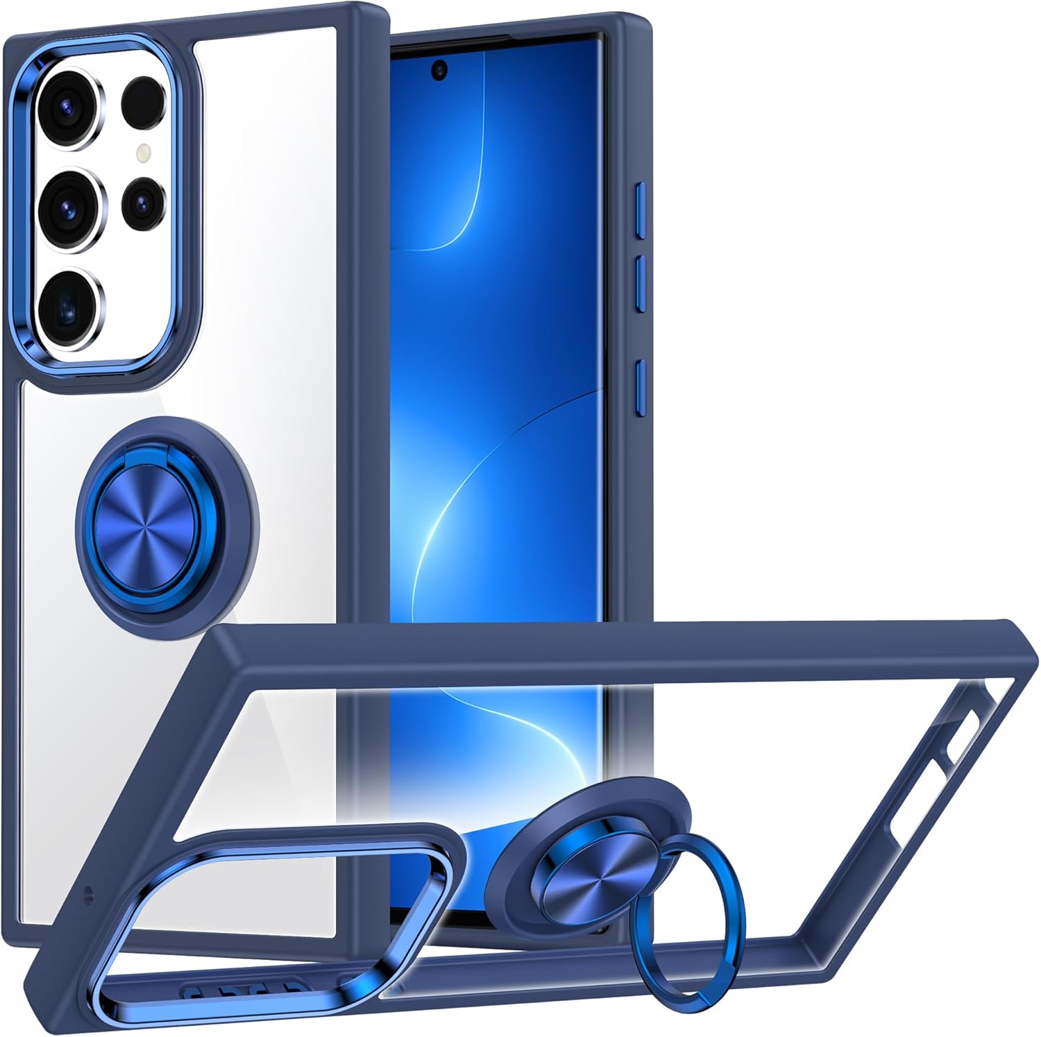 Silverback Funda transparente para Samsung Galaxy S23 Ultra con soporte de anillo, a prueba de golpes, delgada, ligera, funda protectora para Galaxy