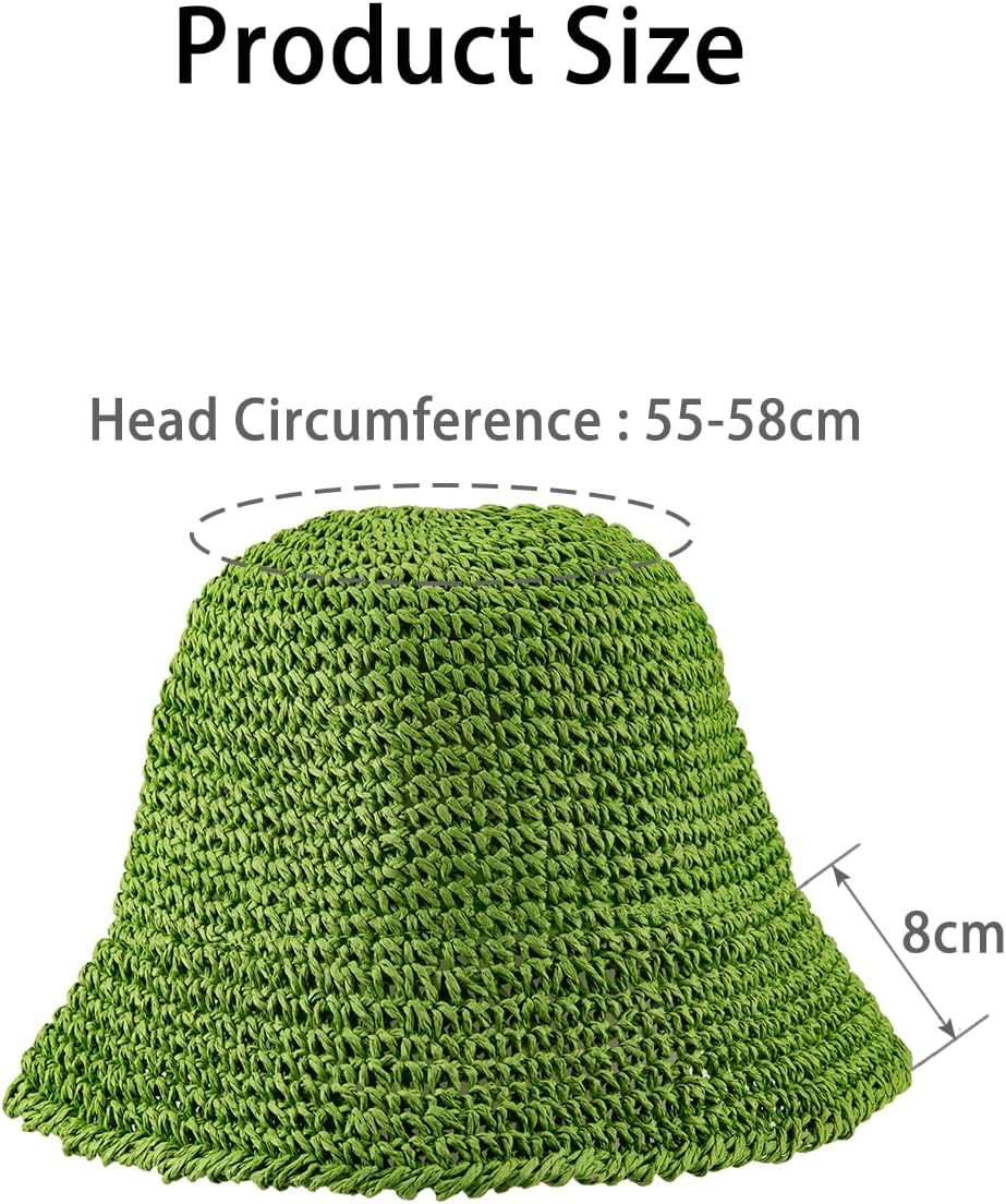 Sombrero de paja verde para mujer, sombrero de paja para el sol, sombrero de paja para mujer, sombrero de playa tejido, sombrero de pesca, sombrero