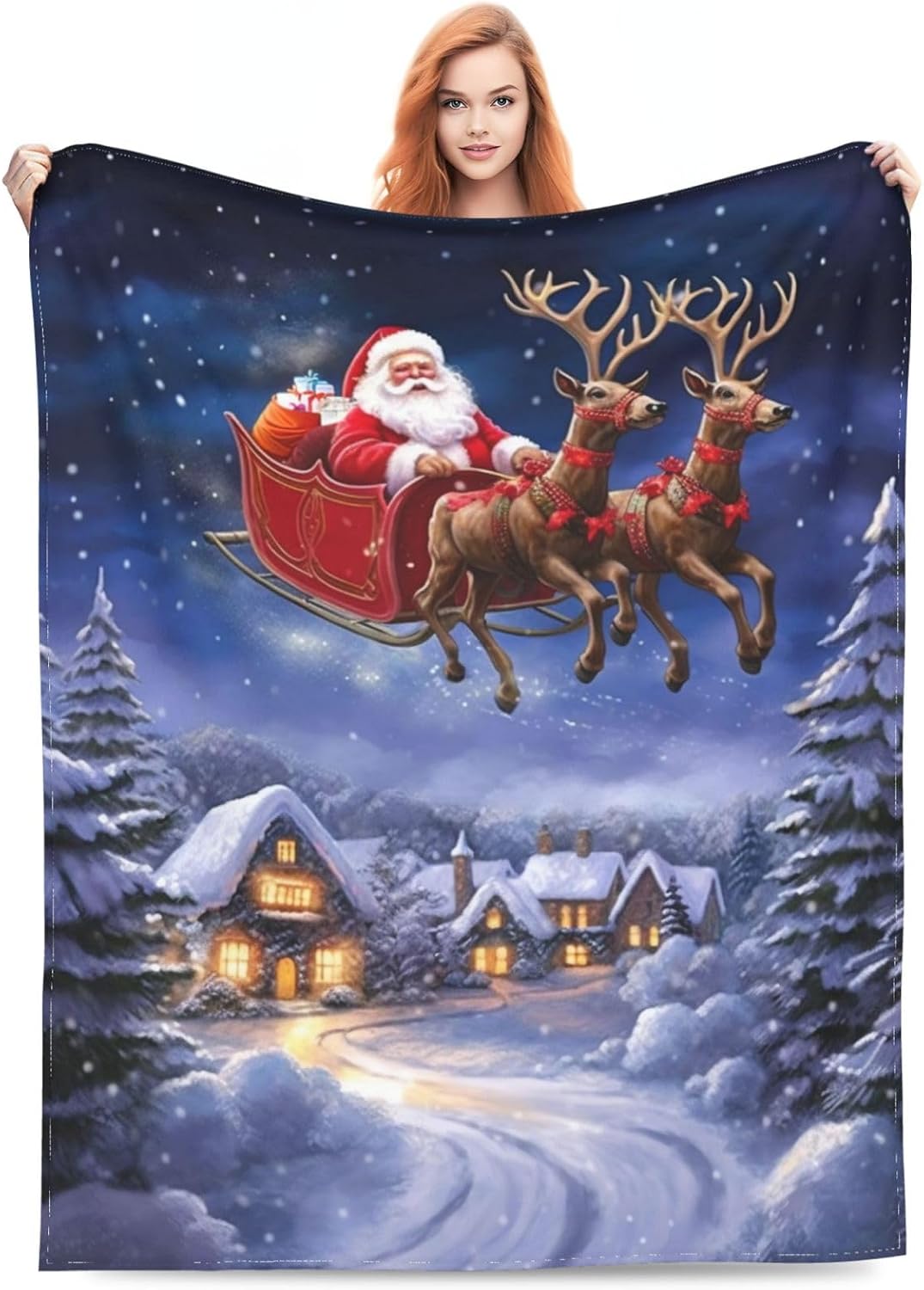 Manta de felpa de Papá Noel, manta de Navidad y manta cálida para sofá, dormitorio, dormitorio, 50 x 40 pulgadas