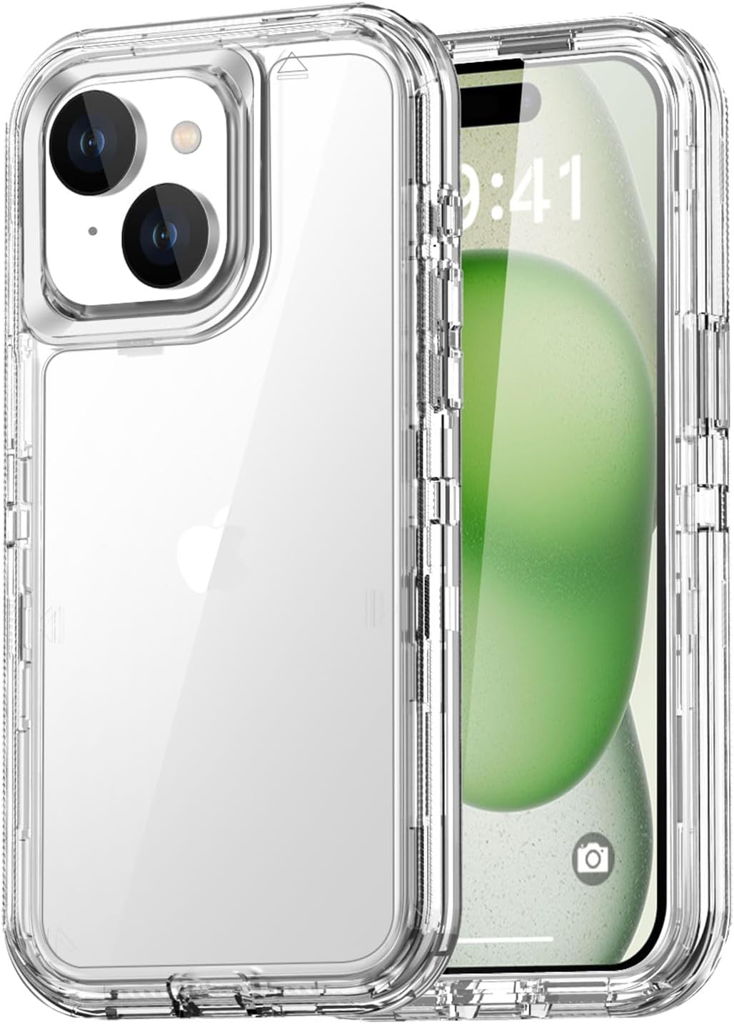 AICase Funda transparente para iPhone 15, resistente y duradera de 3 capas no amarillenta protección contra caídas de grado militar a prueba de