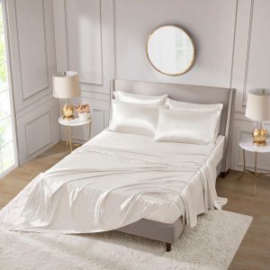 Madison Park Essentials Juego de sábanas de satén de lujo y sedoso con brillo natural, bolsillo elástico de 14 pulgadas para colchones de hasta 16 Madison Park Essentials Juego de sábanas de satén de lujo y sedoso con brillo natural, bolsillo elástico de 14 pulgadas para colchones de hasta 16