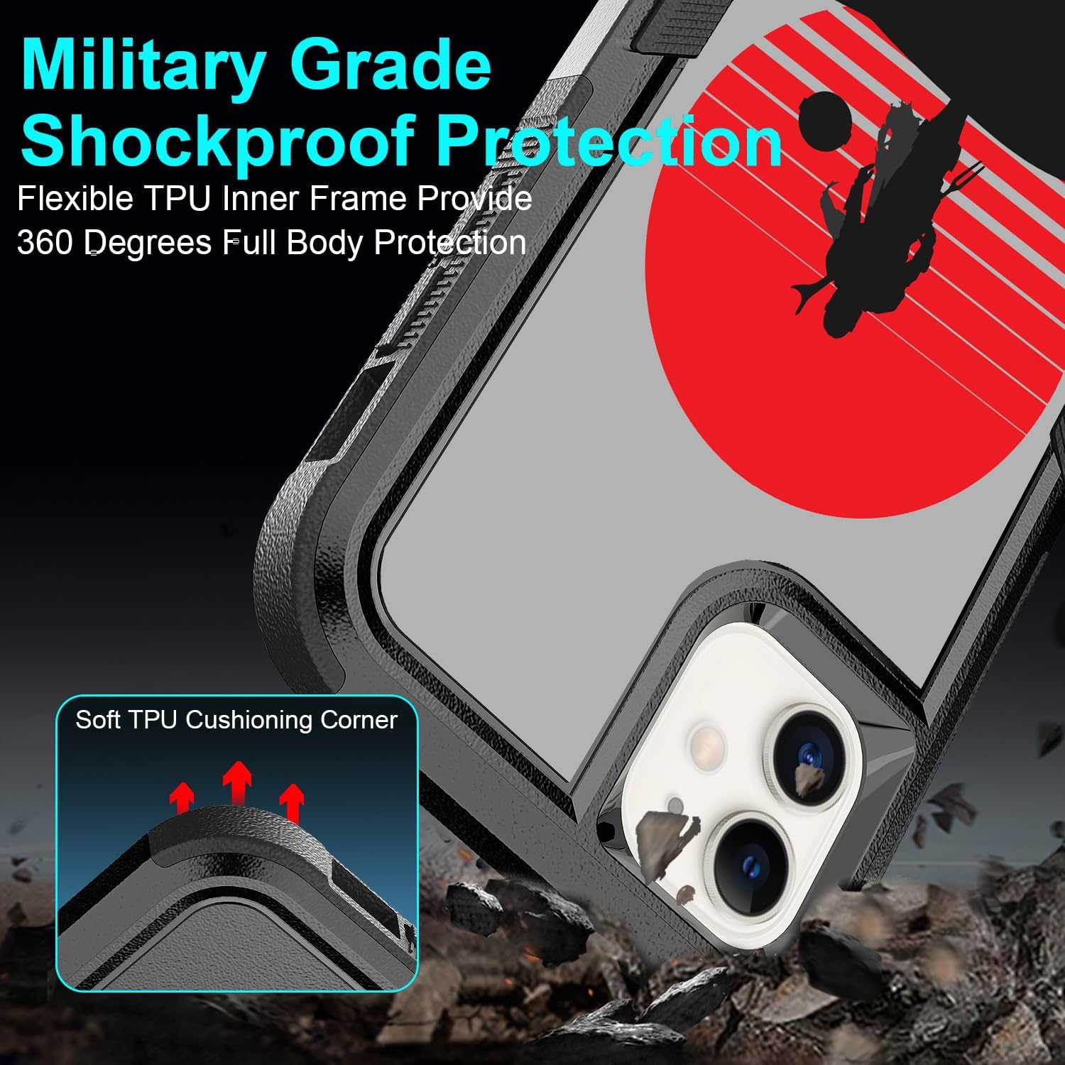 Funda para iPhone 11, iPhone 11, resistente 360 cuerpo completo, protección a prueba de golpes, plástico duro+goma de silicona híbrida funda