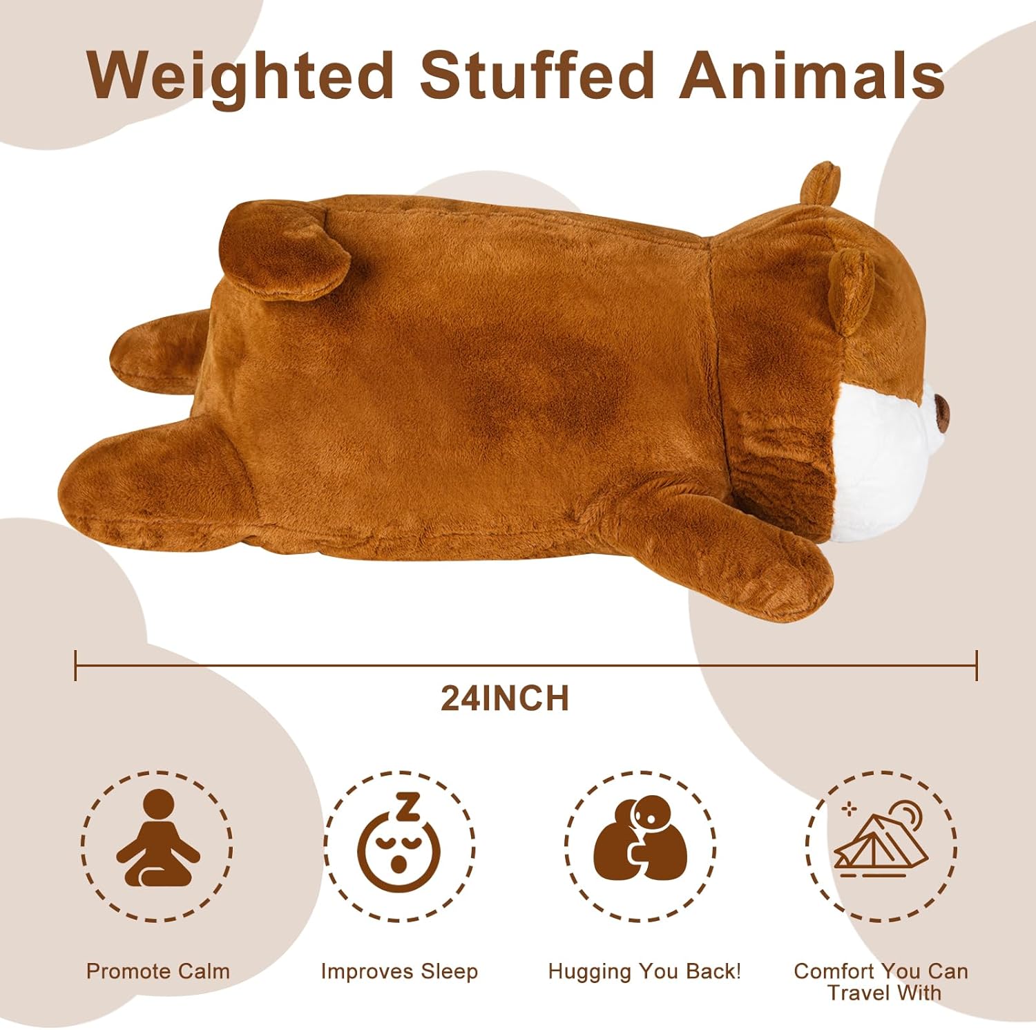 Plupiapio Animales de peluche suaves de 5 libras con peso de perro, 24 pulgadas, gigantes grandes y grandes, peluches Kawaii, juguetes para abrazar,