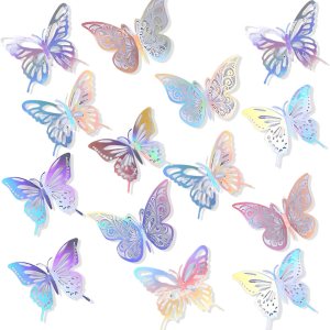 72 piezas de decoración de pared de mariposa 3D en 3 tamaños y 3 estilos, decoraciones de mariposa, decoración de pasteles de cumpleaños, 72 piezas de decoración de pared de mariposa 3D en 3 tamaños y 3 estilos, decoraciones de mariposa, decoración de pasteles de cumpleaños,