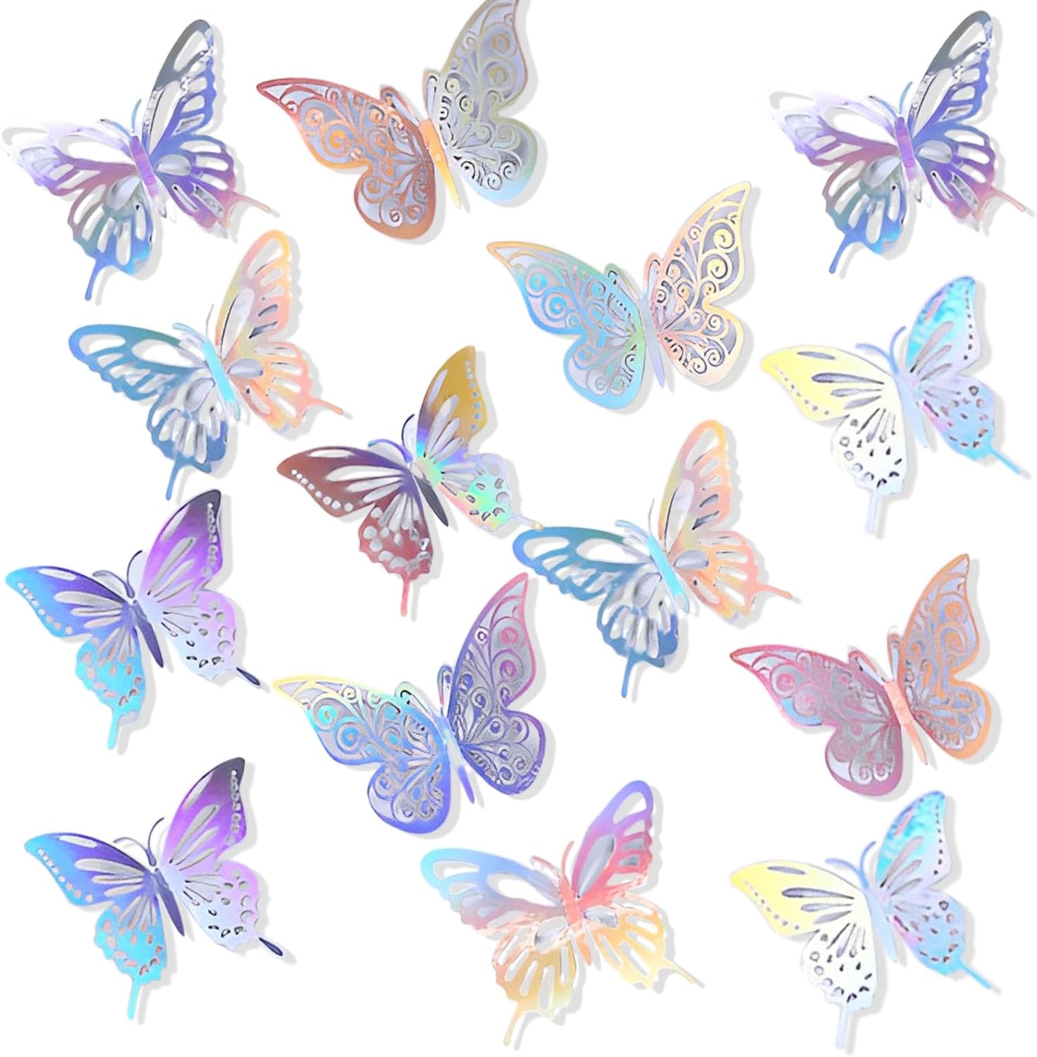 72 piezas de decoración de pared de mariposa 3D en 3 tamaños y 3 estilos, decoraciones de mariposa, decoración de pasteles de cumpleaños,
