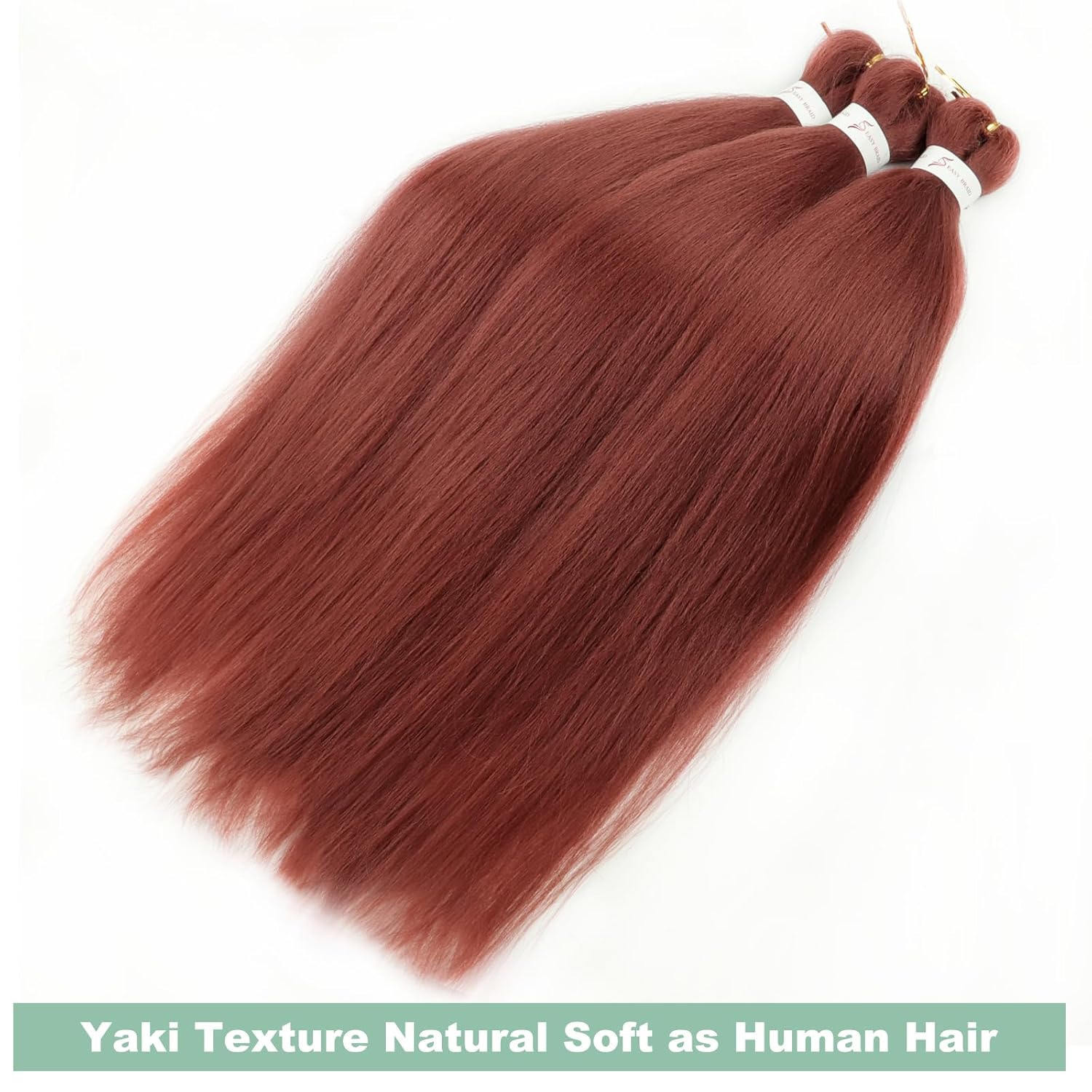 Cabello trenzado de jengibre preestirado de 26 pulgadas, 3 paquetes de 350 # rojo cobre Kanekalon preestirado, cabello trenzado EZ, textura Yaki,