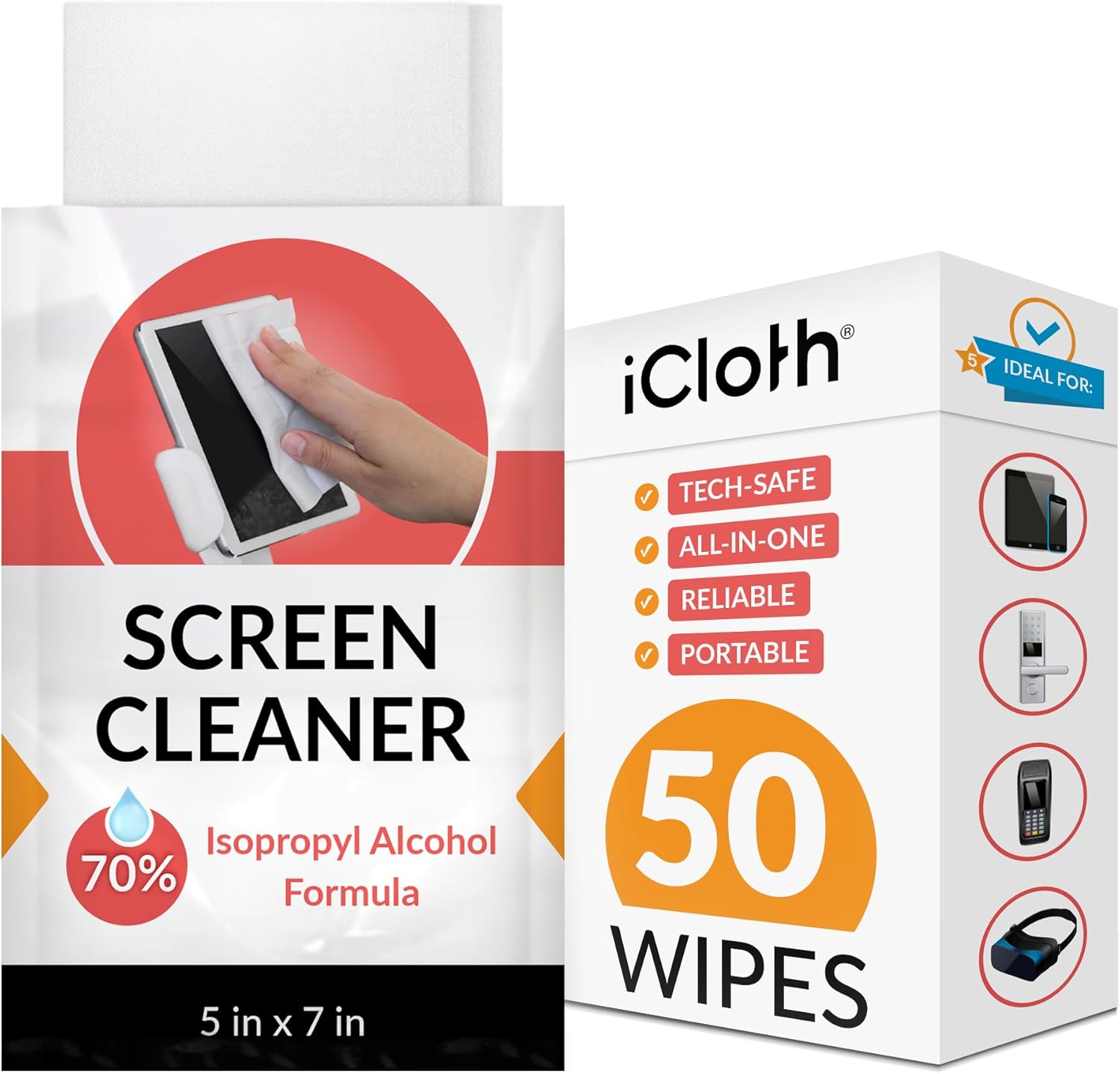 Toallitas para electrónica multiusos, limpiador de pantalla de coche, toallitas con alcohol isopropílico al 70% envueltas individualmente para una