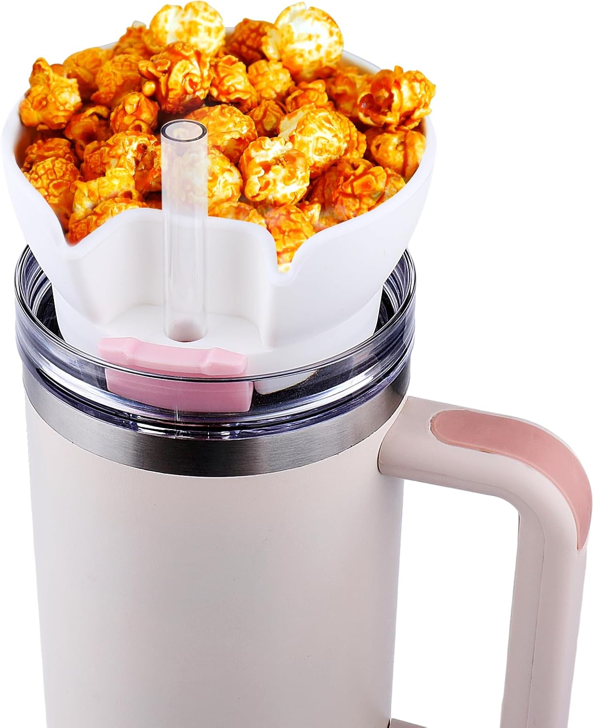 Juome Bandeja de aperitivos para vaso Stanley de 40 onzas con asa, cuenco de aperitivos para vaso Stanley Cup de 40 onzas, anillo de silicona