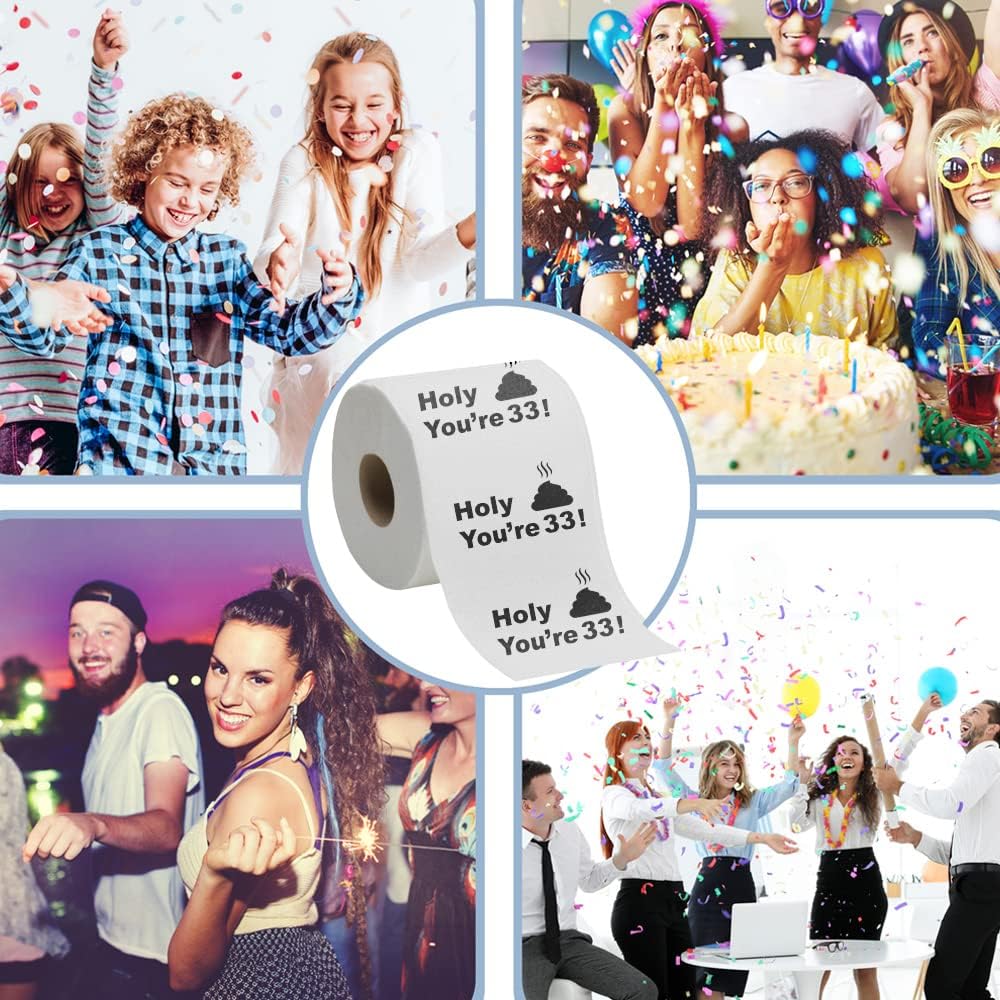 Papel higiénico para decoración de cumpleaños número 33 para hombres y mujeres, diseño divertido, gran regalo gracioso, ecológico, ultrasuave y