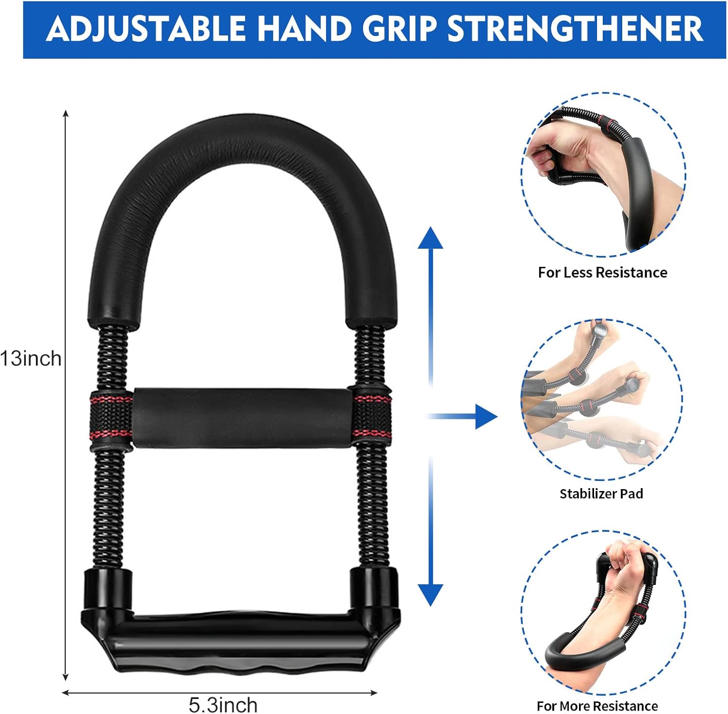 SOUFORCE Kit de fortalecimiento de agarre de mano (paquete de 7), entrenador de fuerza de agarre ajustable, entrenador de entrenamiento de