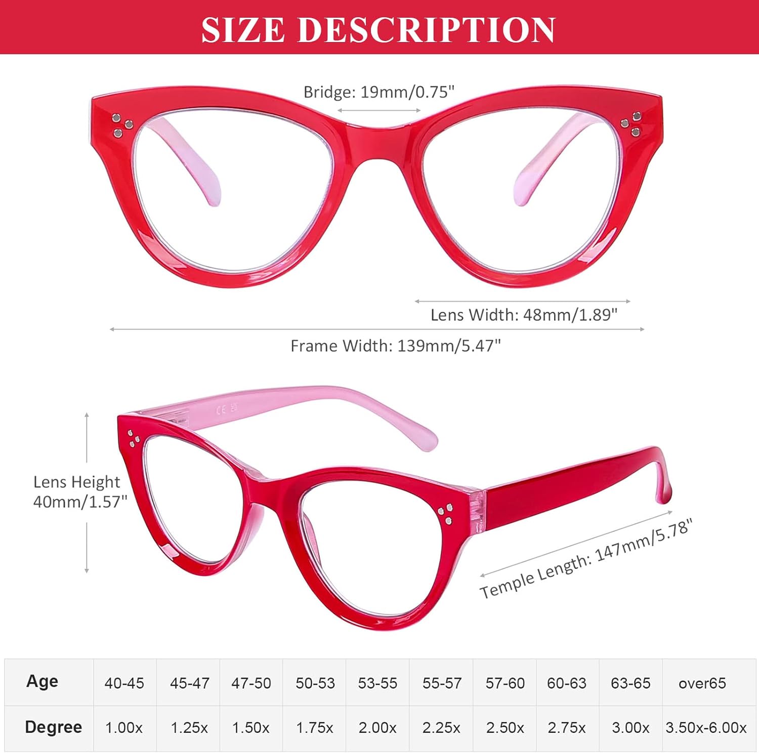 AQWANO Lentes de lectura de ojo de gato con bloqueo de luz azul, para computadora de gran tamaño, para mujeres, lentes con filtro antirreflejos,