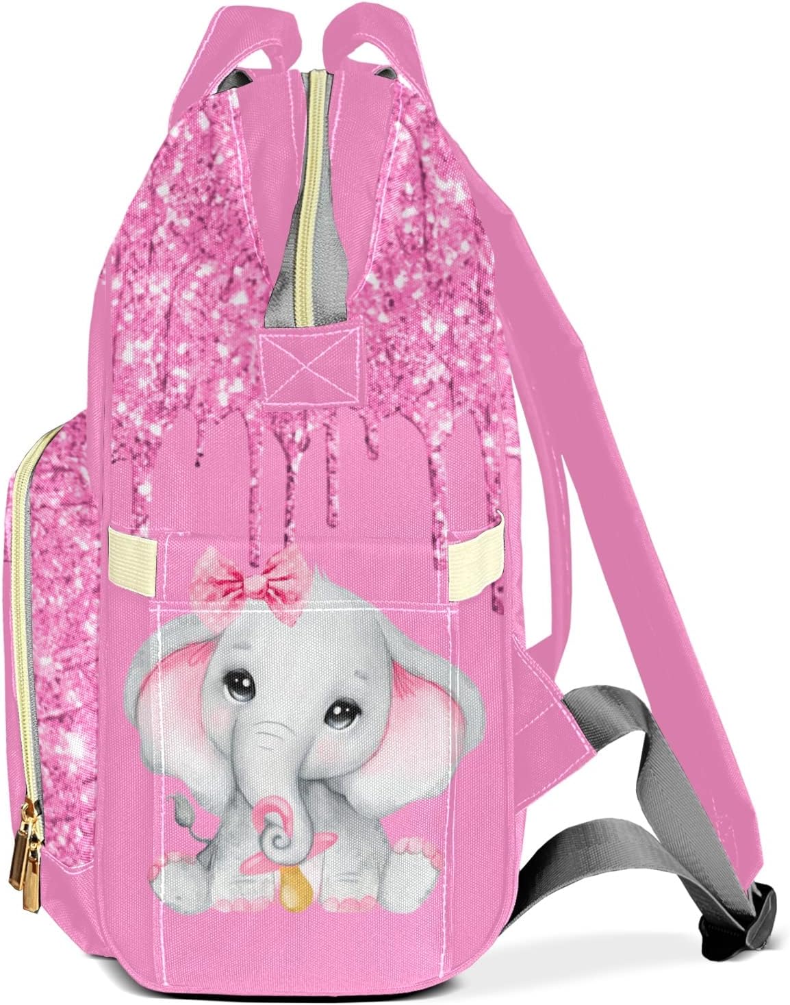 Mochila de pañales personalizada rosa elefante con nombre personalizado para mamá, bolsa de bebé para mamá, regalos para papá, Multi 6, Mochilas