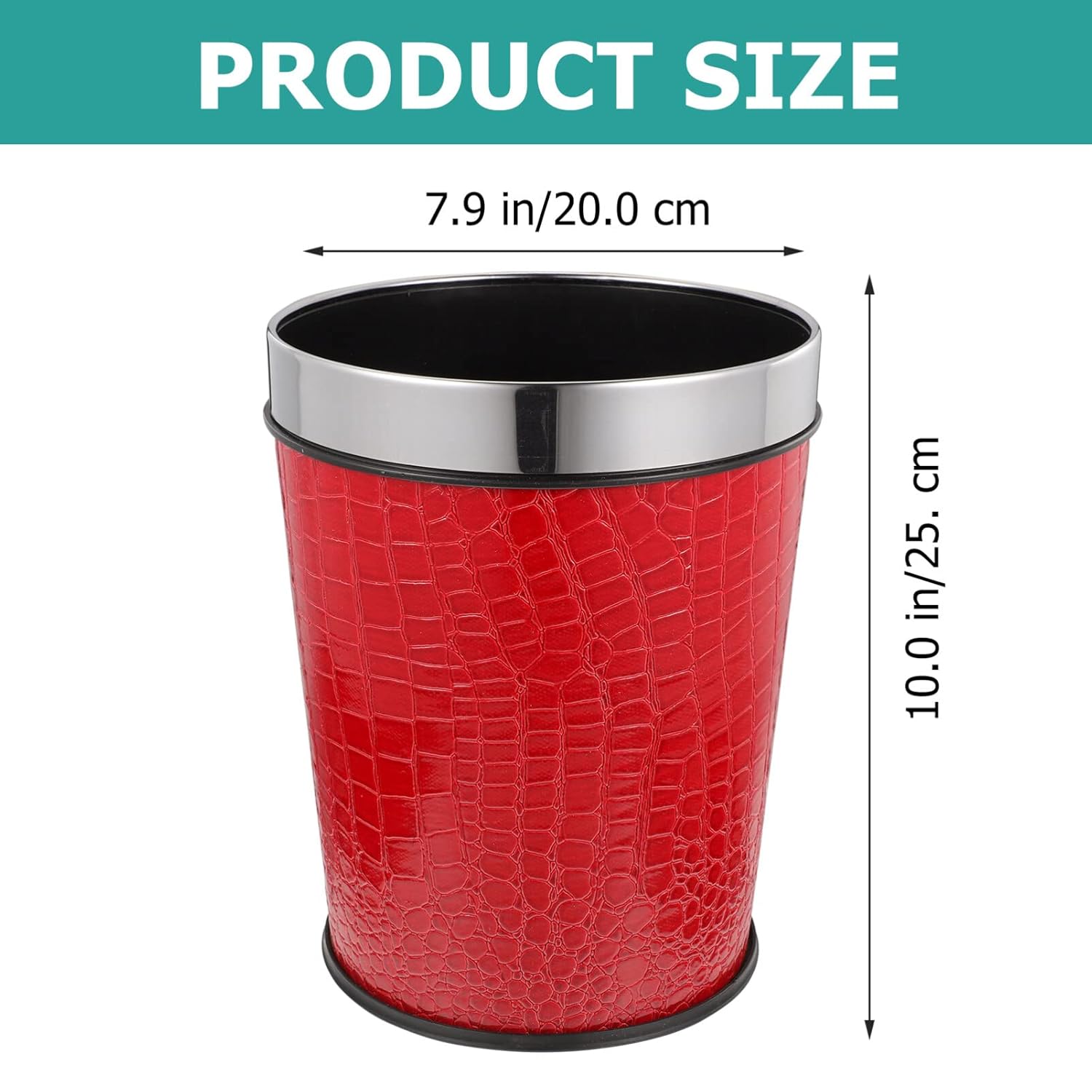 Zerodeko Cubo de basura redondo de piel sintética de 5 litros, sin tapa, cesta de papel higiénico, contenedor de artículos diversos, cubo de basura
