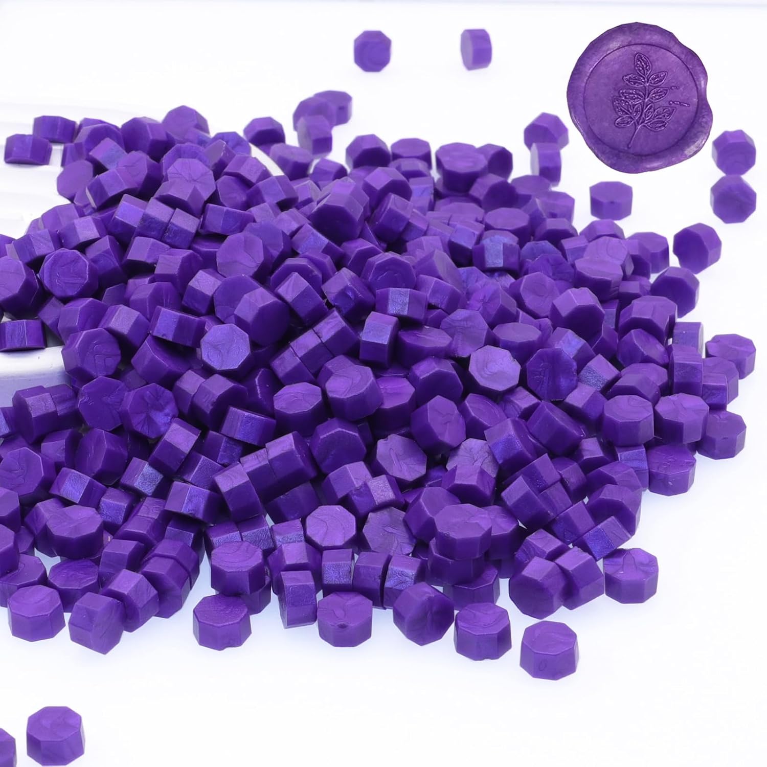 300 cuentas de sellado de cera, cuentas de cera de sellado morado, cuentas de sellado de cera octágono para sello de cera, tarjetas, invitaciones de