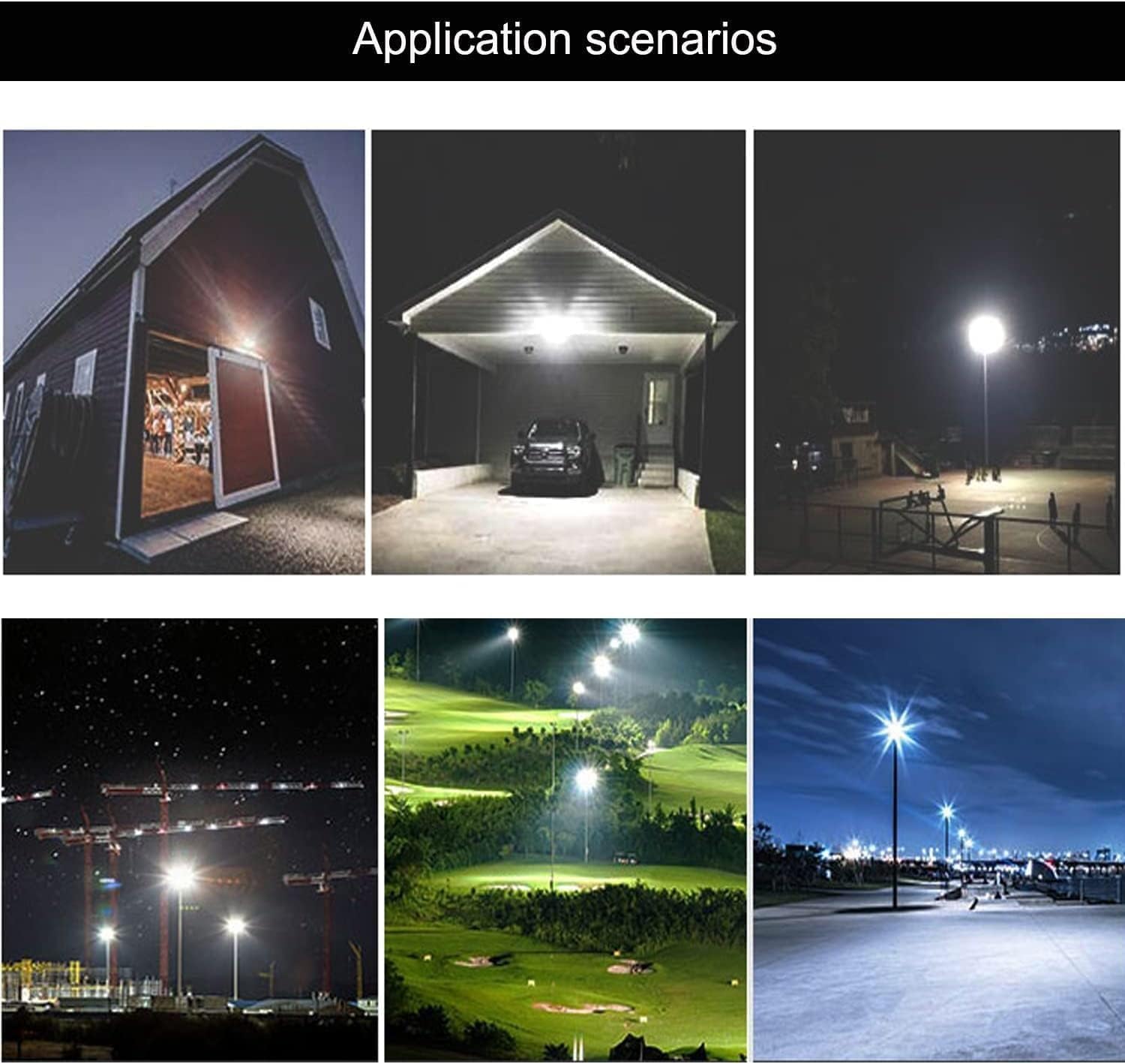 Paquete de 2 luces LED de inundación para exteriores, luz de trabajo LED de 50 W, 5500 lm con enchufe de 6 pies, luces de seguridad exteriores